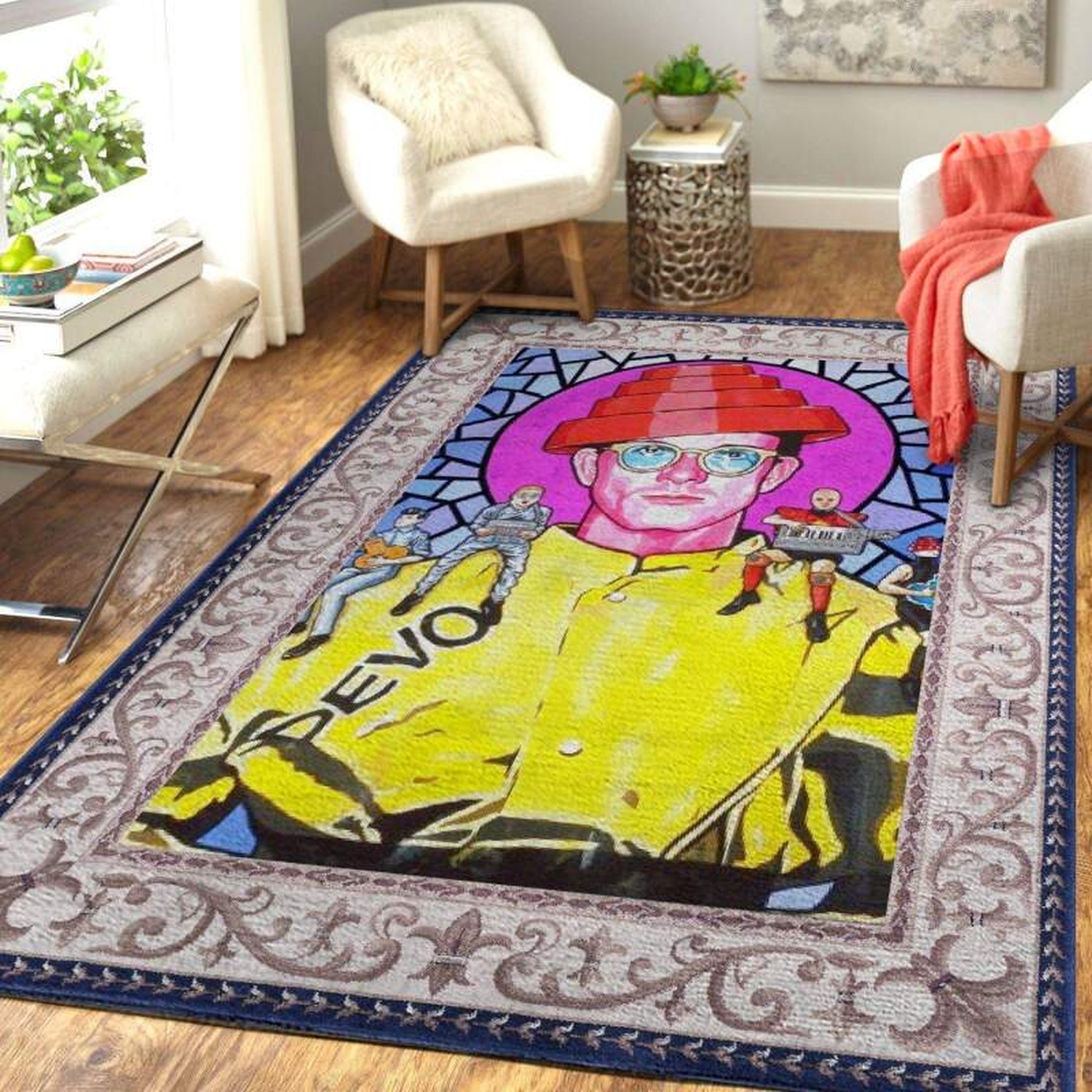 Devo Band Limited Edition Rug - Unique Anime Apparel for Fans