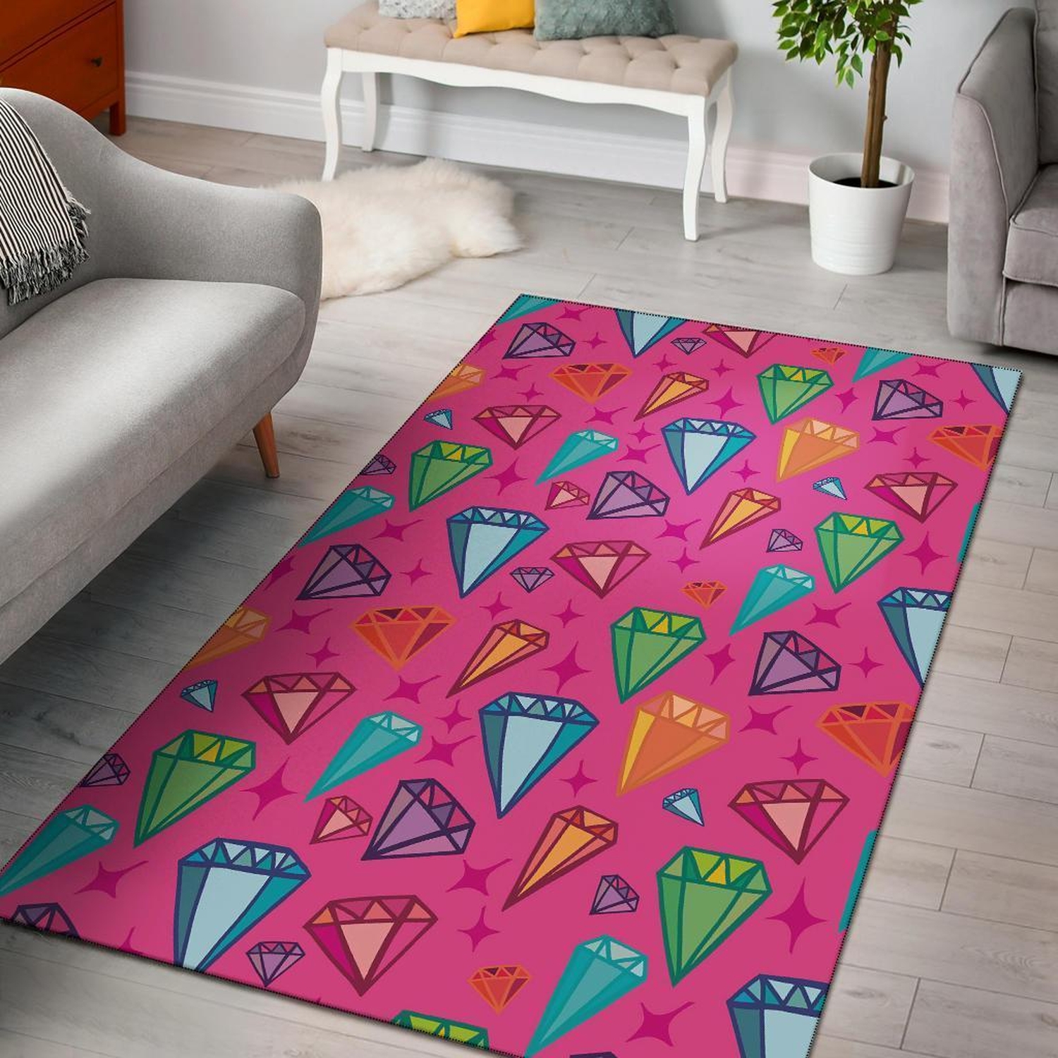 Diamond Colorful Pattern Print Area Limited Edition Rug - Unique Anime Apparel for Fans