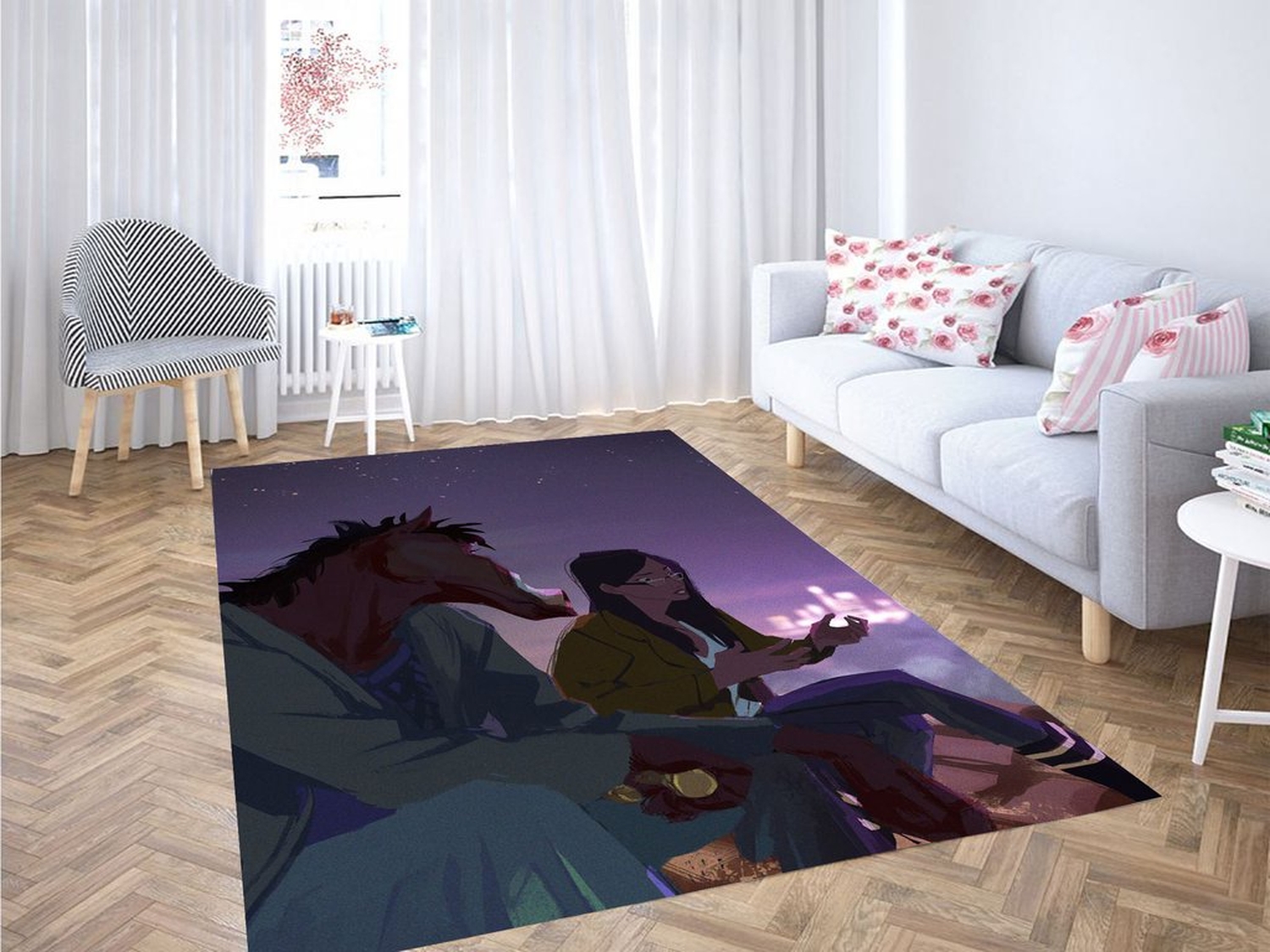 Digital Painting Bojack Horseman Living Room Modern Carpet Rug - Unique Anime Apparel for Fans
