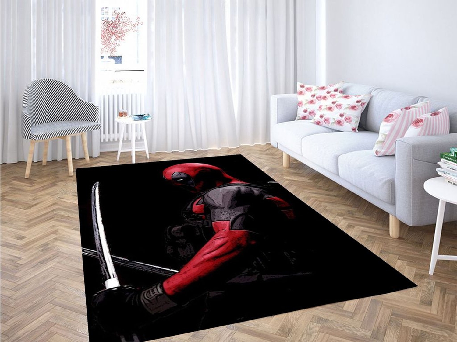 Digital Painting Deadpool Living Room Modern Carpet Rug - Unique Anime Apparel for Fans