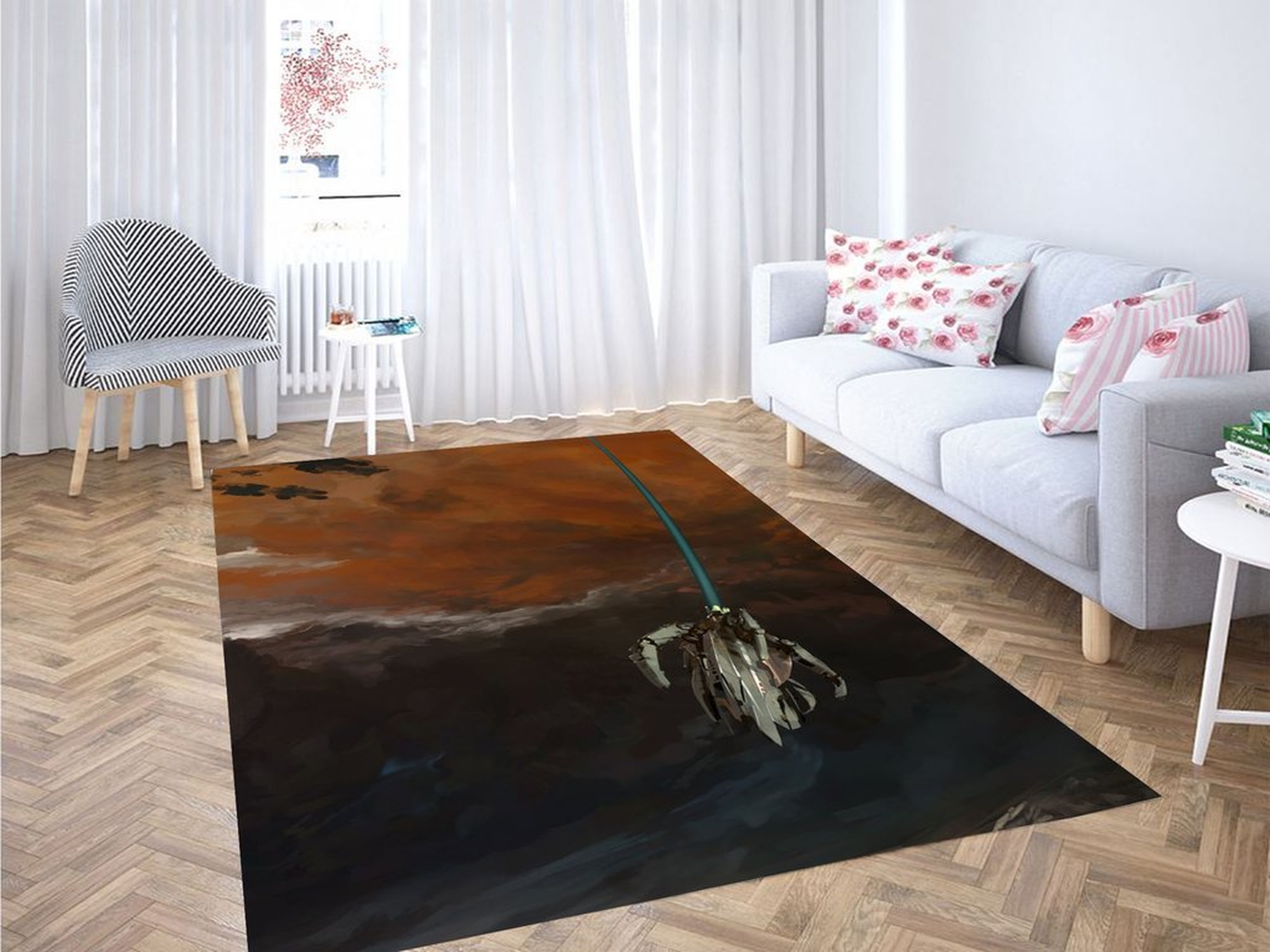 Digital Painting Illustration Thrasher Living Room Modern Carpet Rug - Unique Anime Apparel for Fans