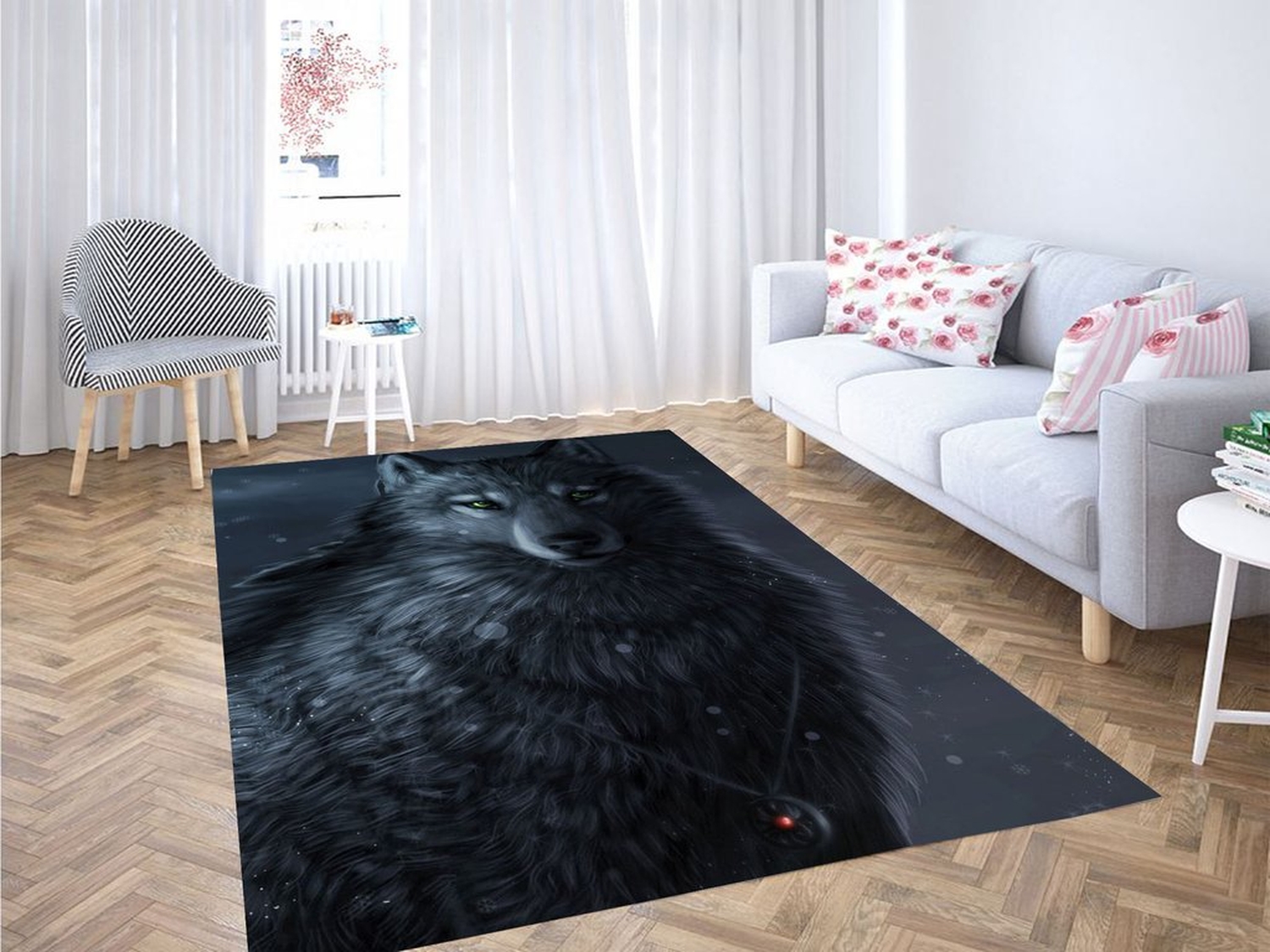 Digital Painting Wolf Living Room Modern Carpet Rug - Unique Anime Apparel for Fans