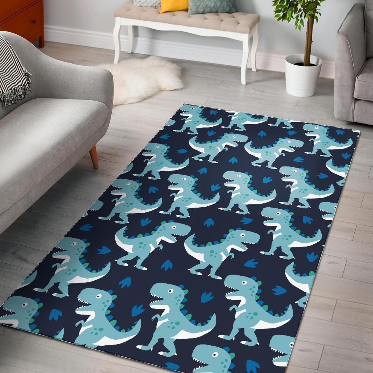 Dino Cartoon Dinosaur Pattern Print Area Limited Edition Rug - Unique Anime Apparel for Fans