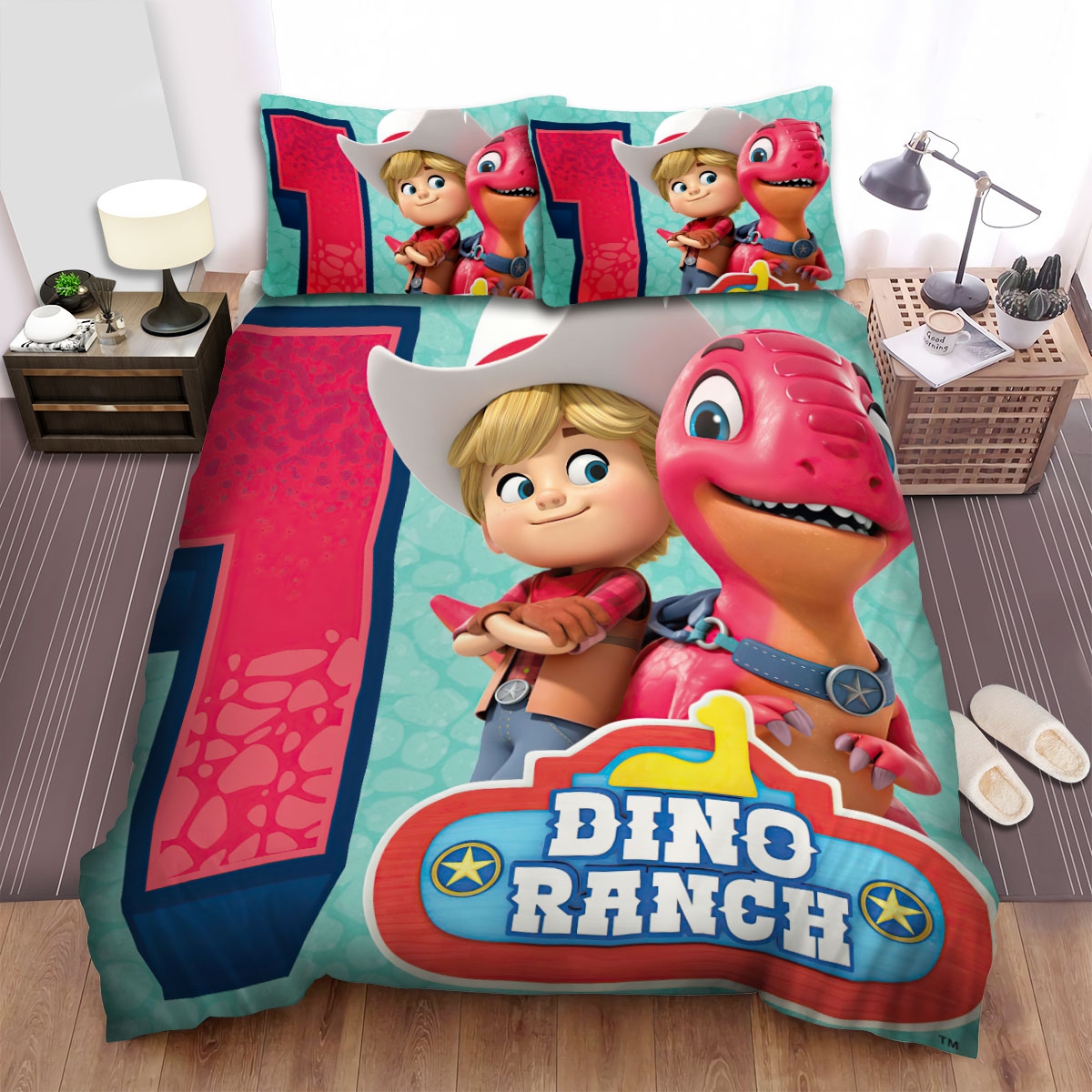 Dino Ranch Number One With Jon & Blitz Bed Sheets Spread Duvet Cover Bedding Set - Unique Anime Apparel for Fans