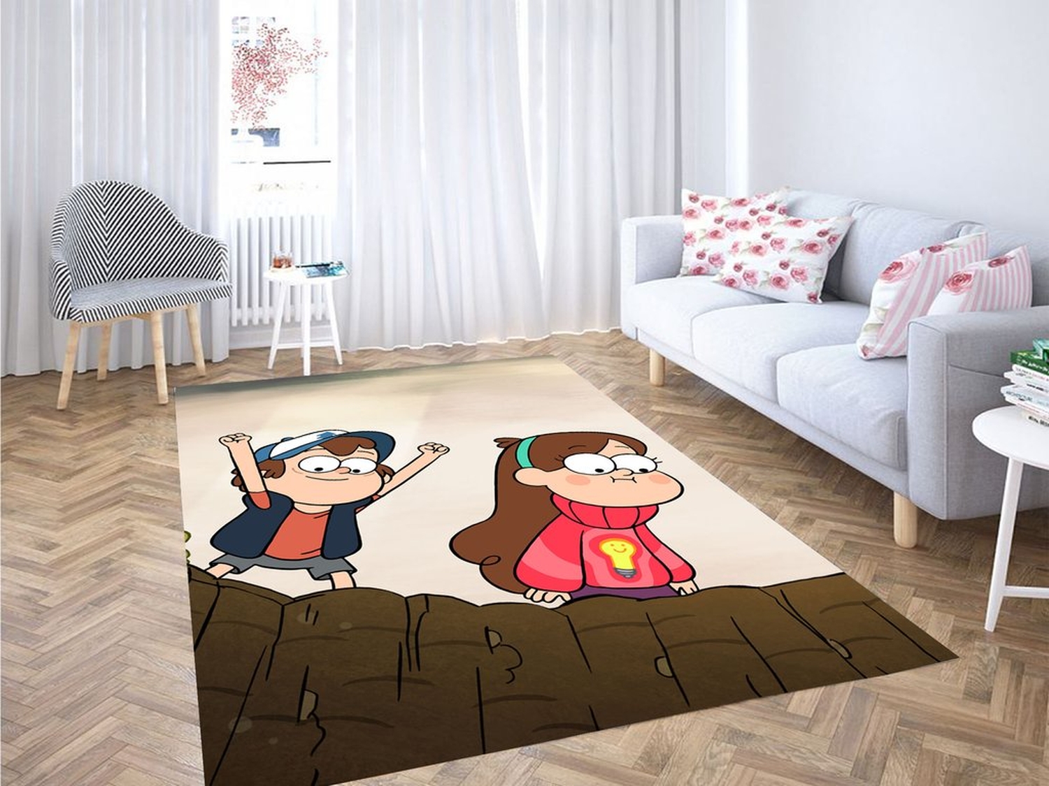 Dipper And Mabel Living Room Modern Carpet Rug - Unique Anime Apparel for Fans
