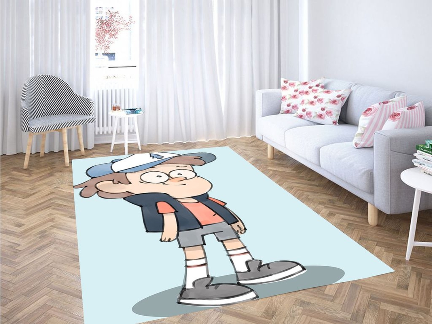 Dipper Pastel Color Living Room Modern Carpet Rug - Unique Anime Apparel for Fans