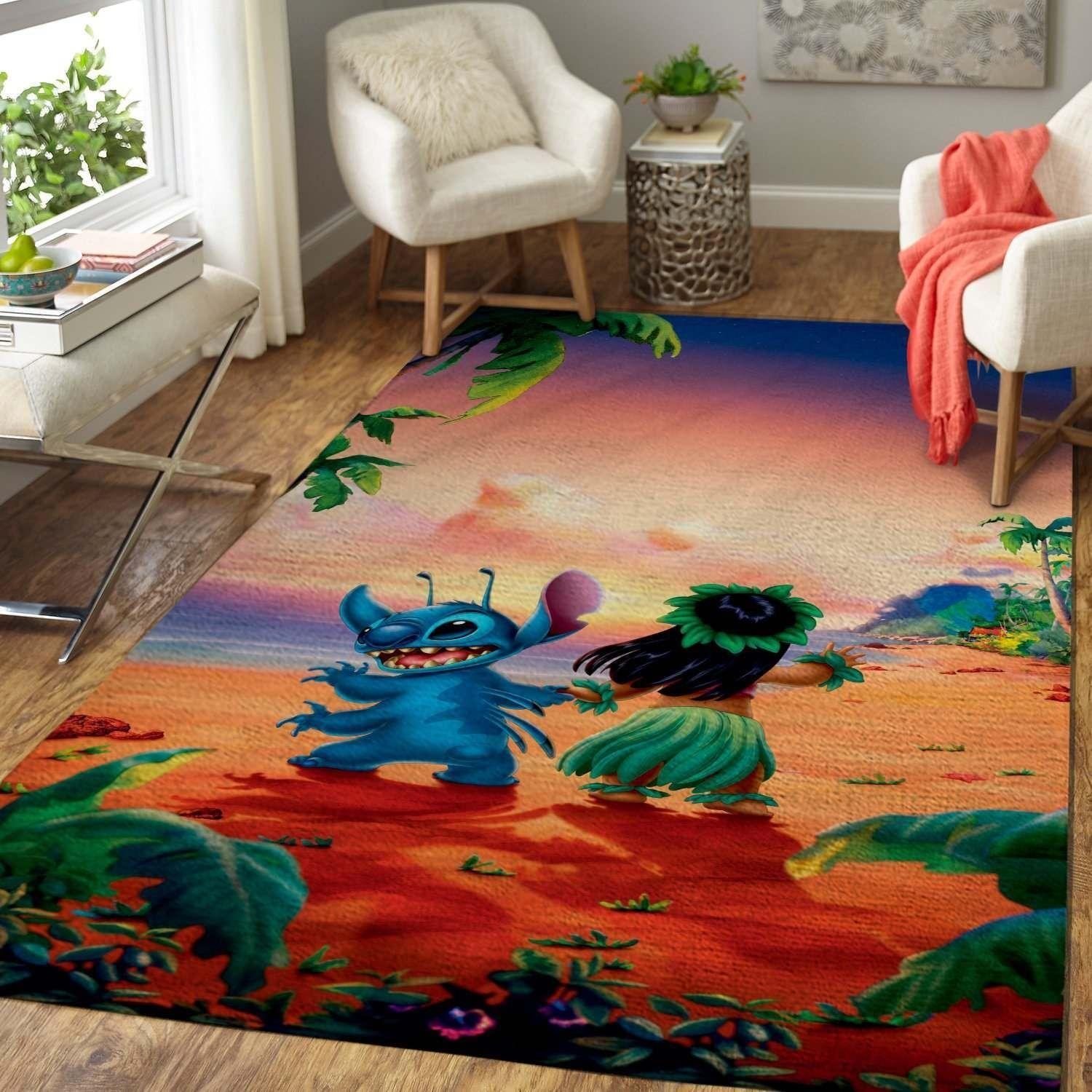 Disney Cartoon Lilo &amp Stitch Area Rug - Unique Anime Apparel for Fans