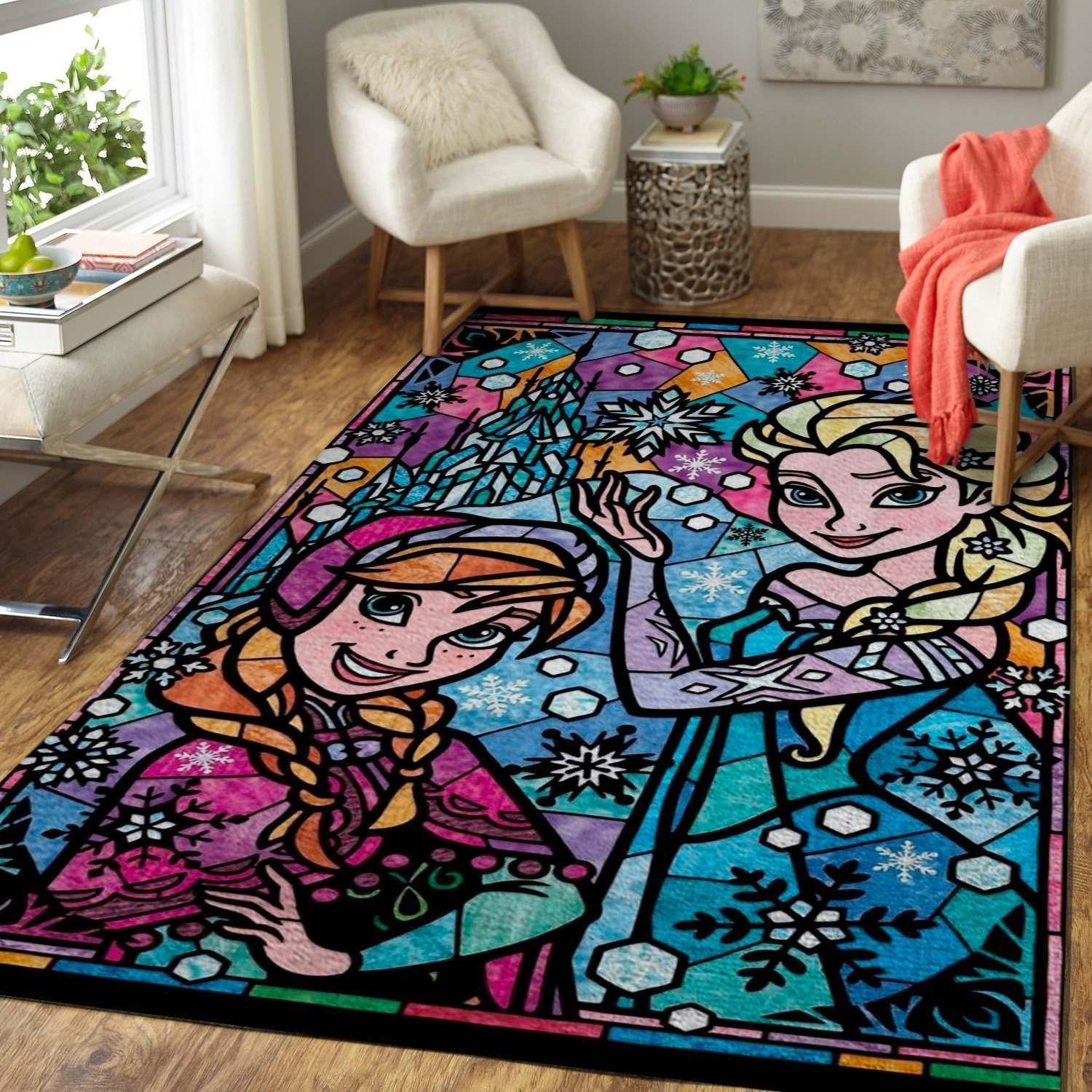 Disney Character Elsa &amp Anna Area Rug - Unique Anime Apparel for Fans
