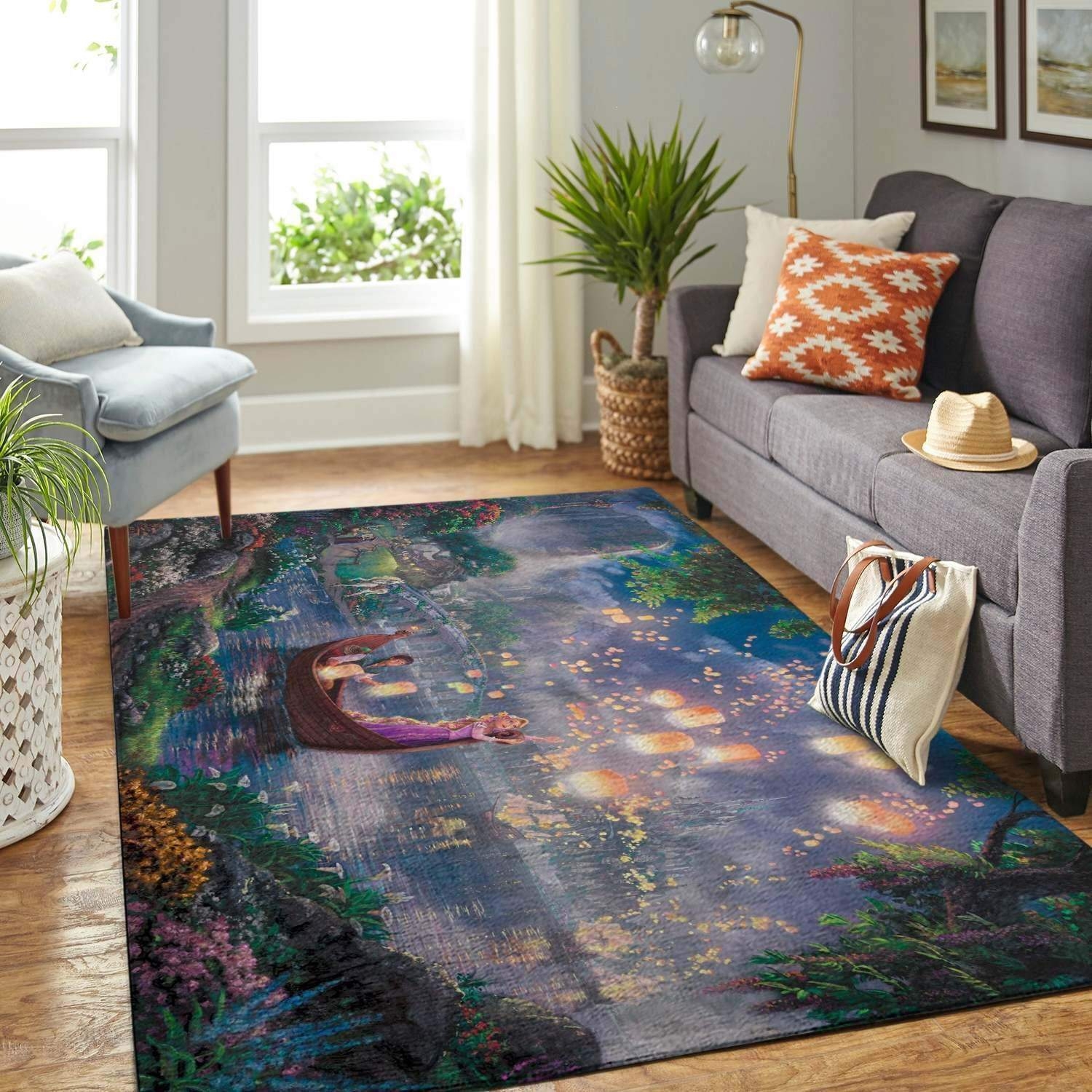 Disney Fans Rapunzel And Flynn Rider Area Limited Edition Rug - Unique Anime Apparel for Fans