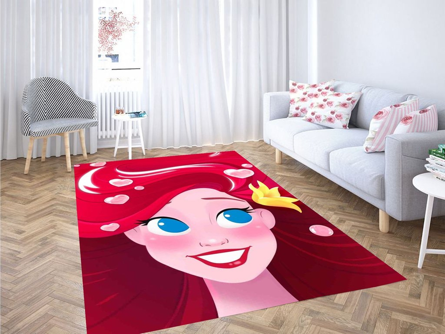 Disney Girl Character Living Room Modern Carpet Rug - Unique Anime Apparel for Fans