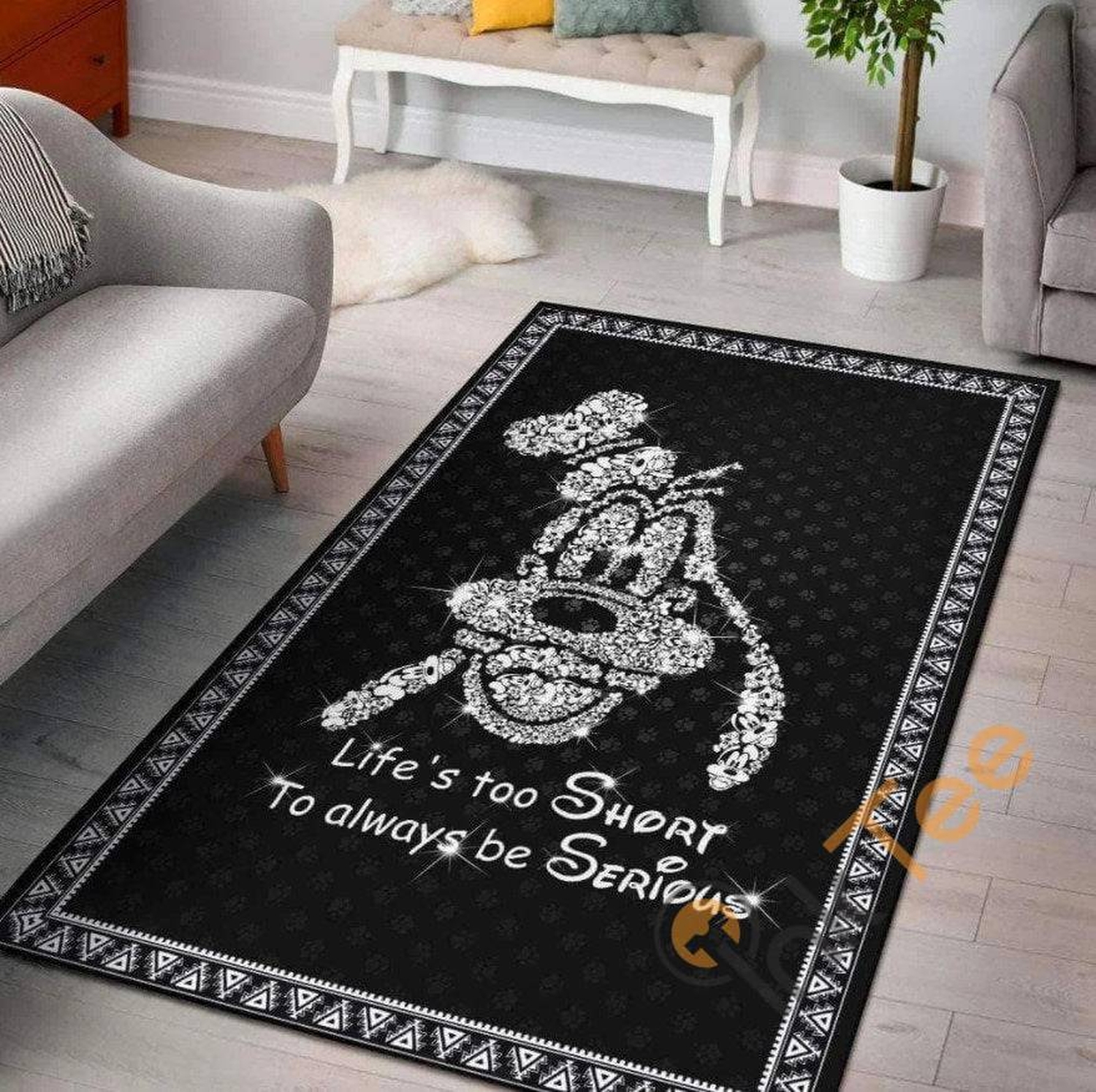 Disney Goofy Mickey Black Living Room Bedroom Gift For Lover Rug - Unique Anime Apparel for Fans