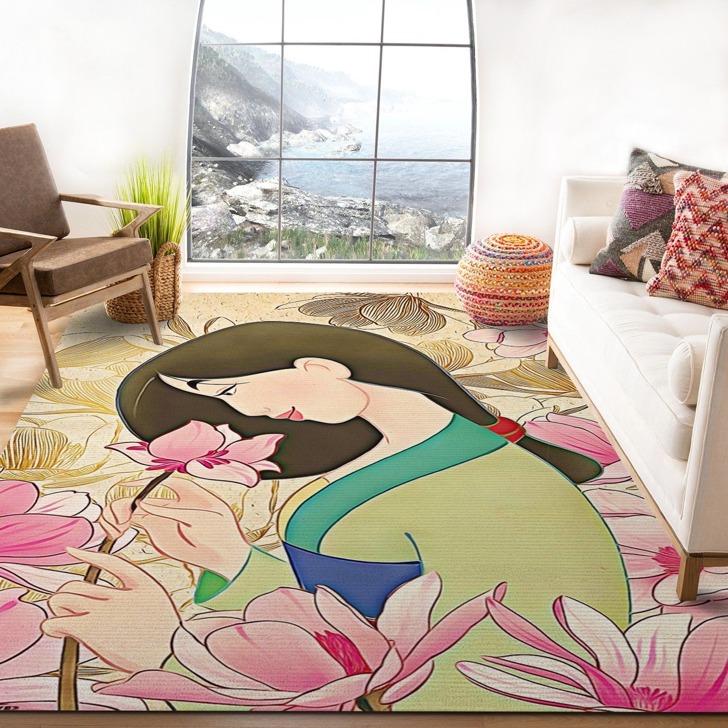 Disney Mulan Flower Rug - Unique Anime Apparel for Fans