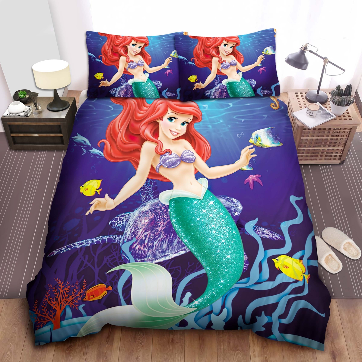 Disney Princess Ariel Poster Bed Sheet Spread Duvet Cover Bedding Set - Unique Anime Apparel for Fans