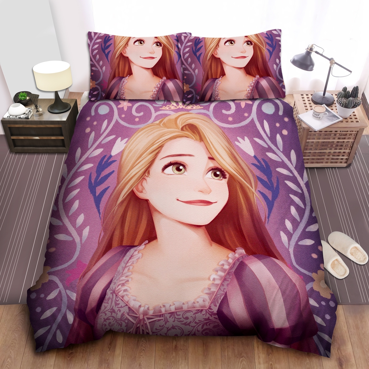 Disney Princess Rapunzel Portrait Bed Sheet Spread Duvet Cover Bedding Set - Unique Anime Apparel for Fans
