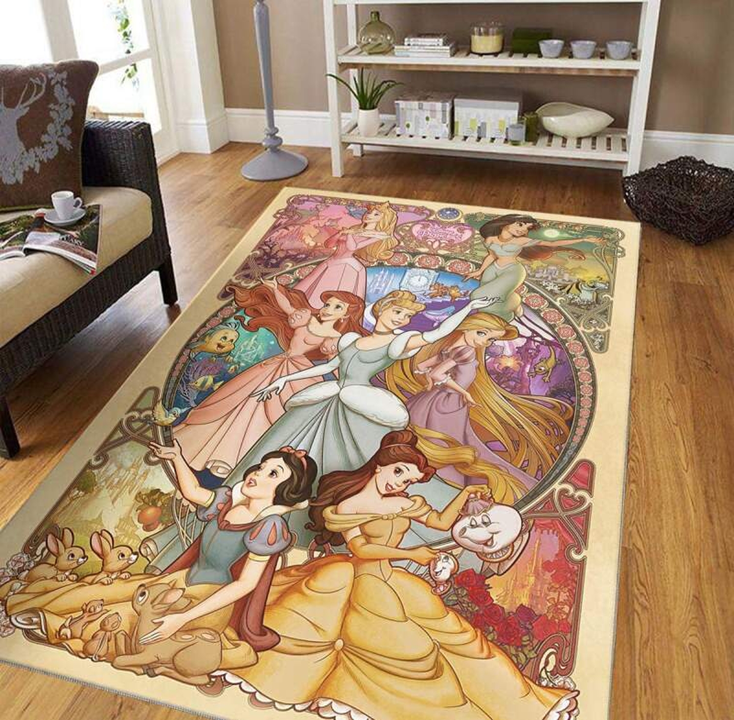 Disney Princess Snow White Cinderella Aurora Ariel Jasmine Decorative Floor Rug - Unique Anime Apparel for Fans