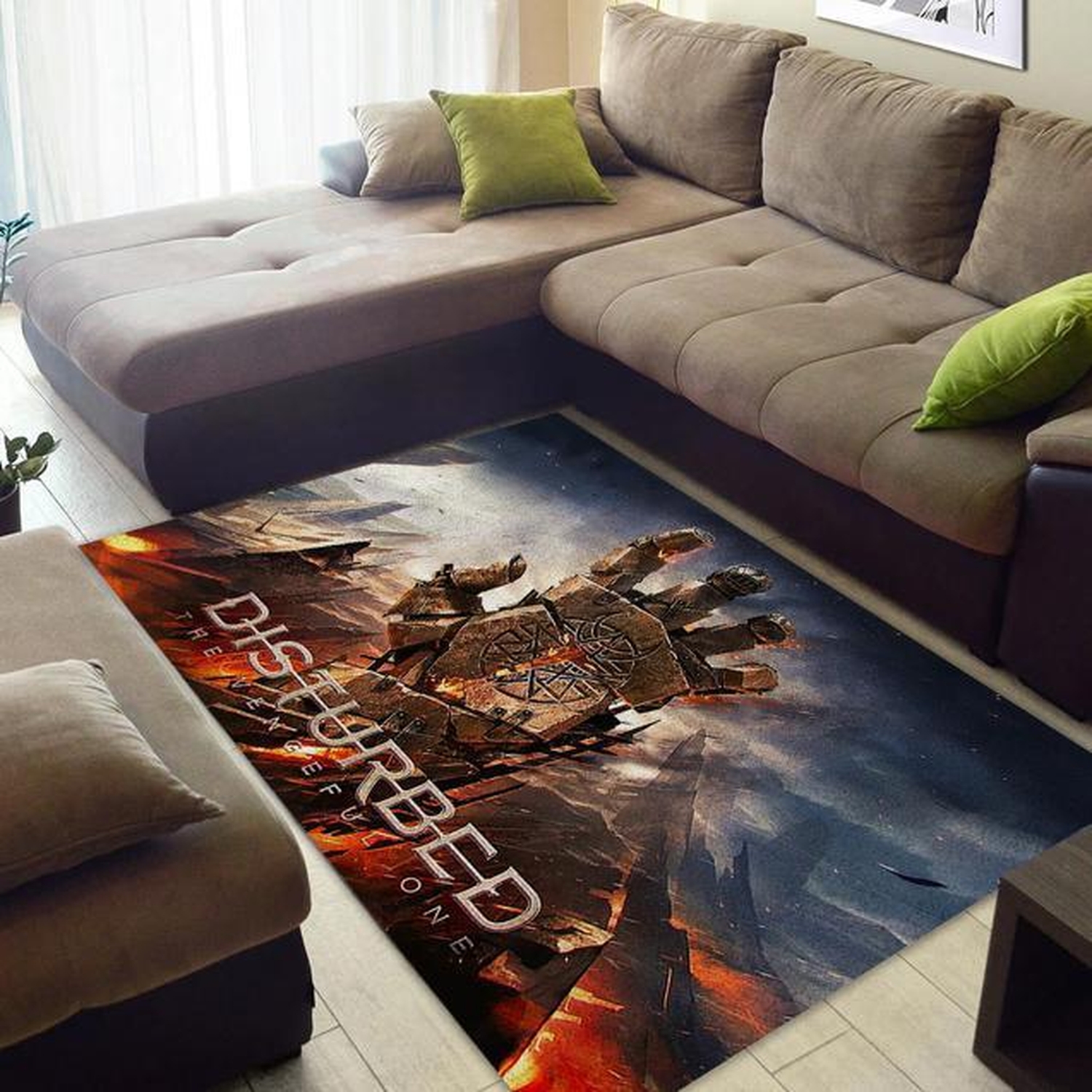 Disturbed The Vengeful One Area Rug - Unique Anime Apparel for Fans