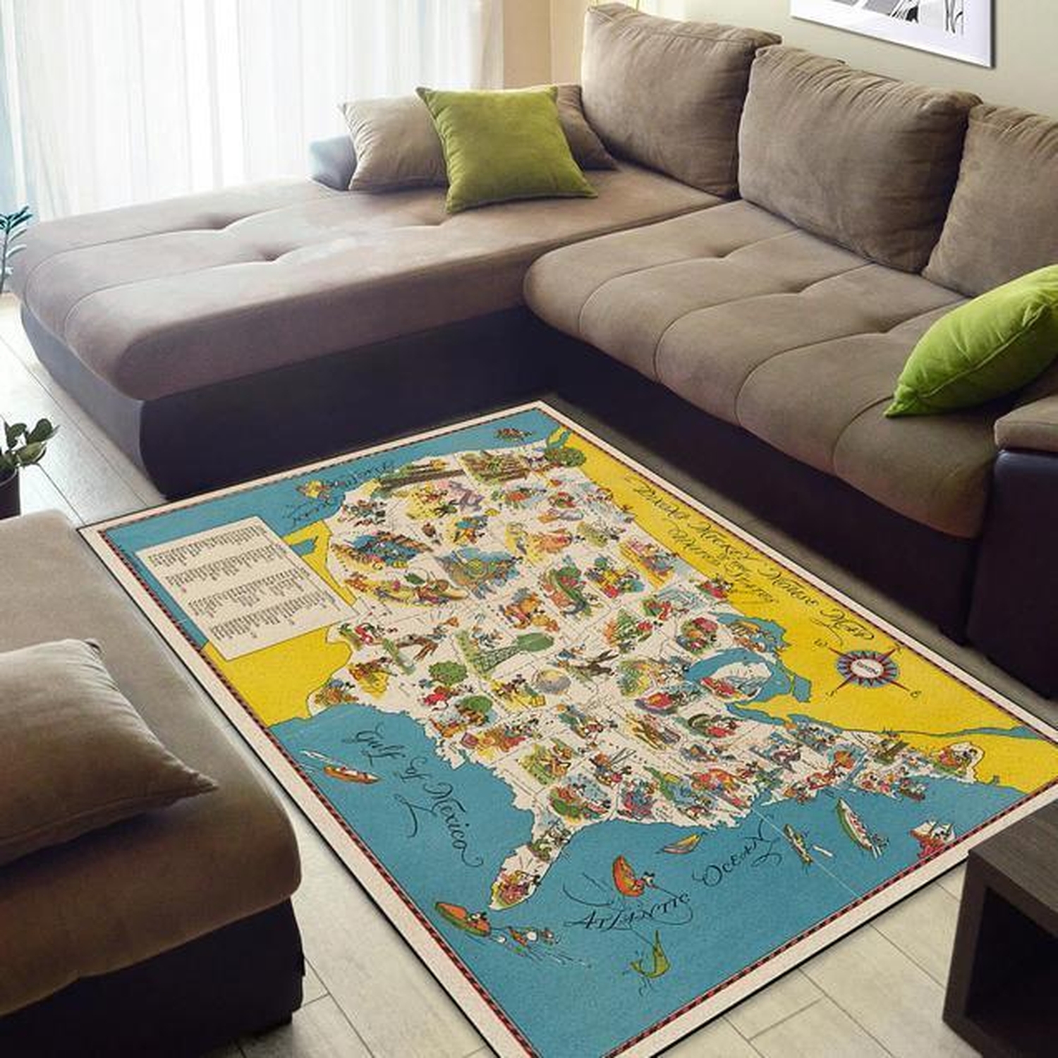 Dixon's Mickey Mouse Map Of The United States Area Rug - Unique Anime Apparel for Fans