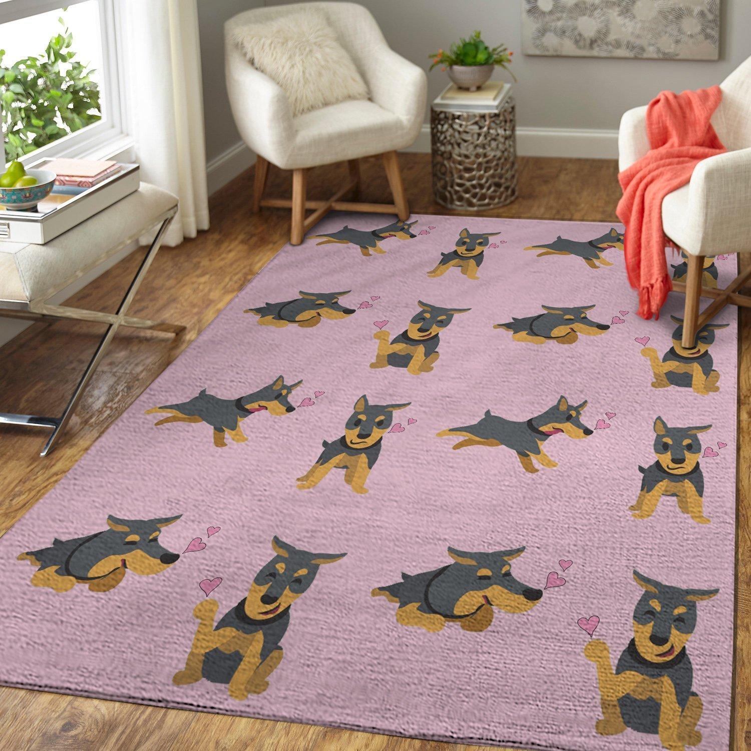 Doberman Pinscher Pink Heart Limited Edition Rug - Unique Anime Apparel for Fans