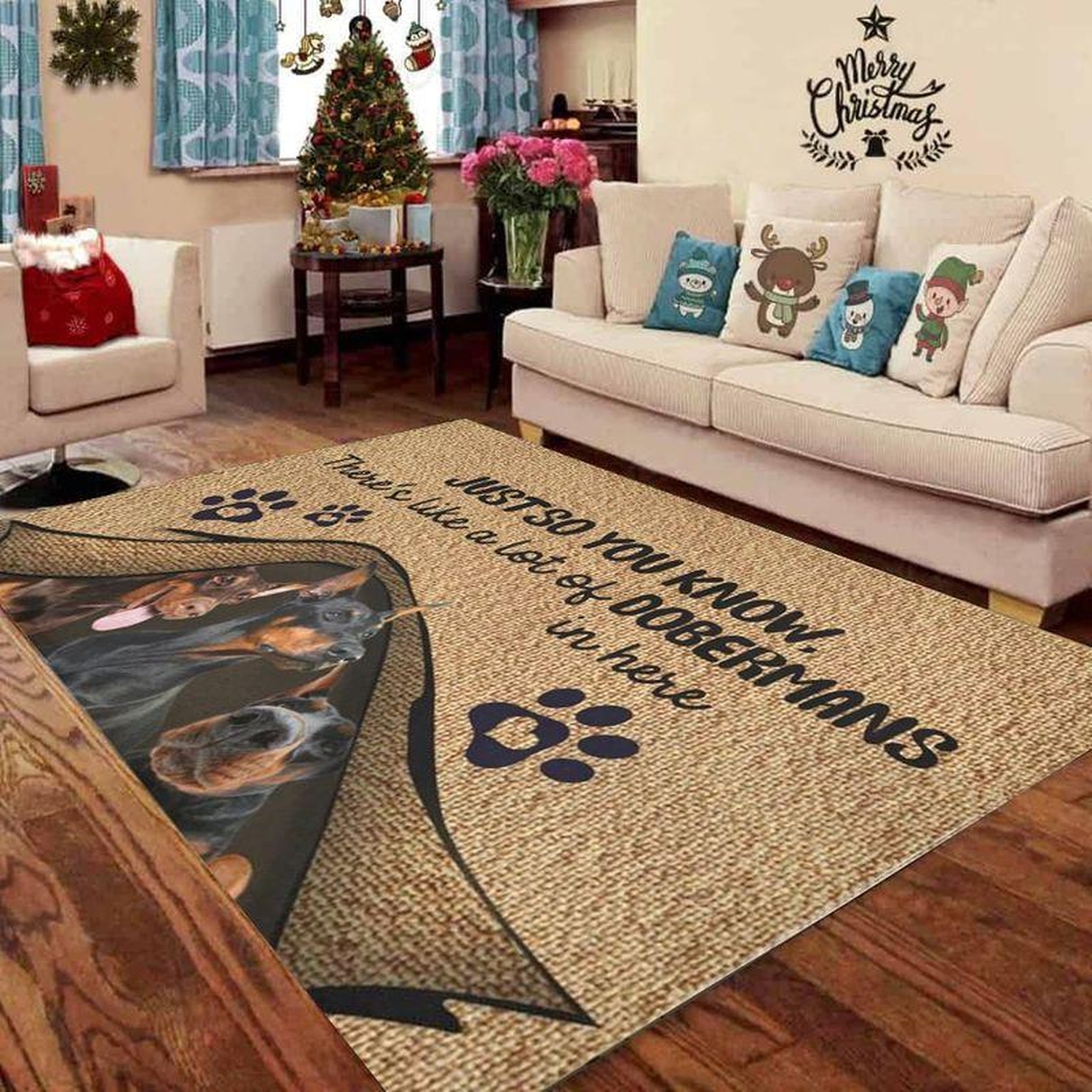 Doberman Pinschers In Here Rectangle Limited Edition Rug - Unique Anime Apparel for Fans