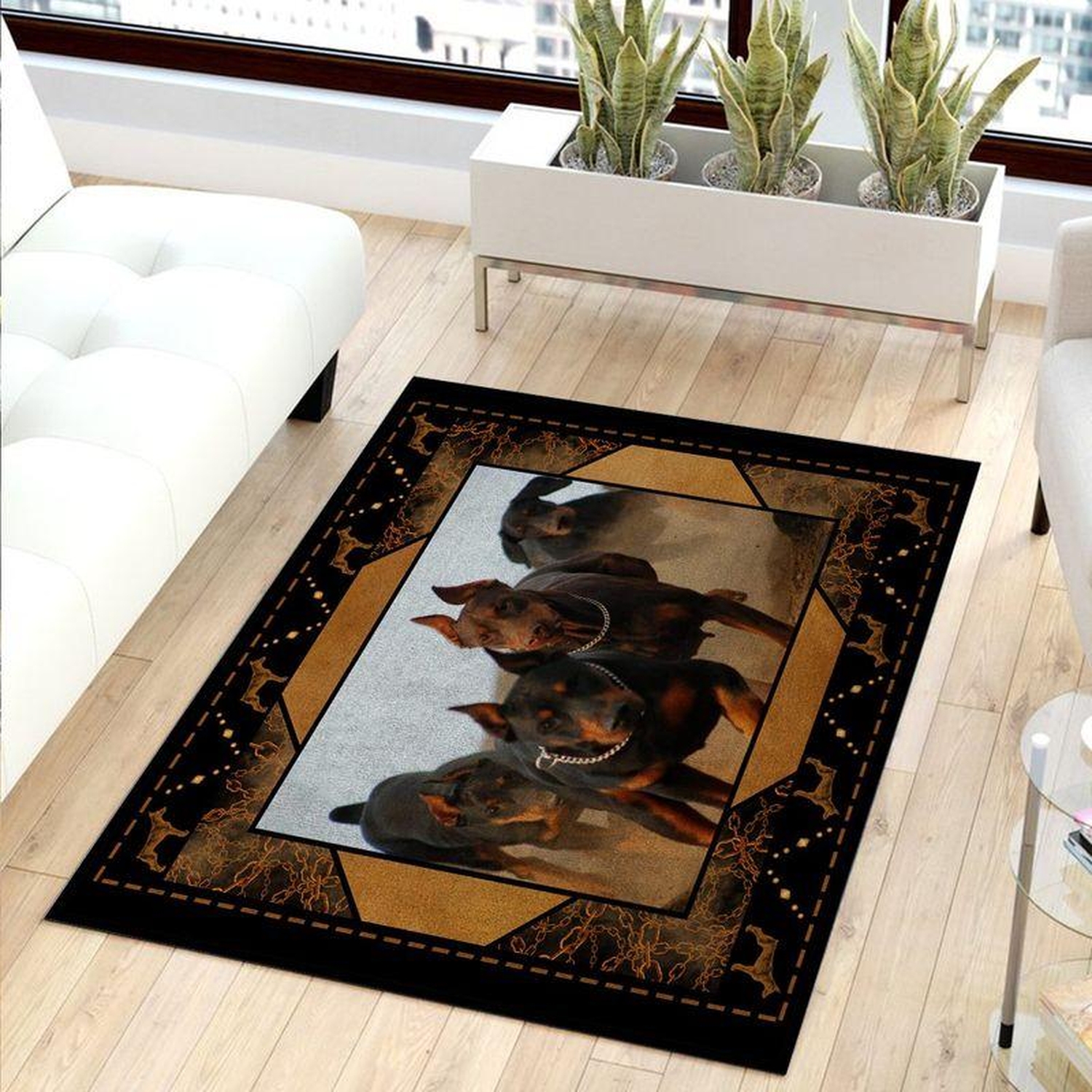 Doberman Running Rectangle Limited Edition Rug - Unique Anime Apparel for Fans