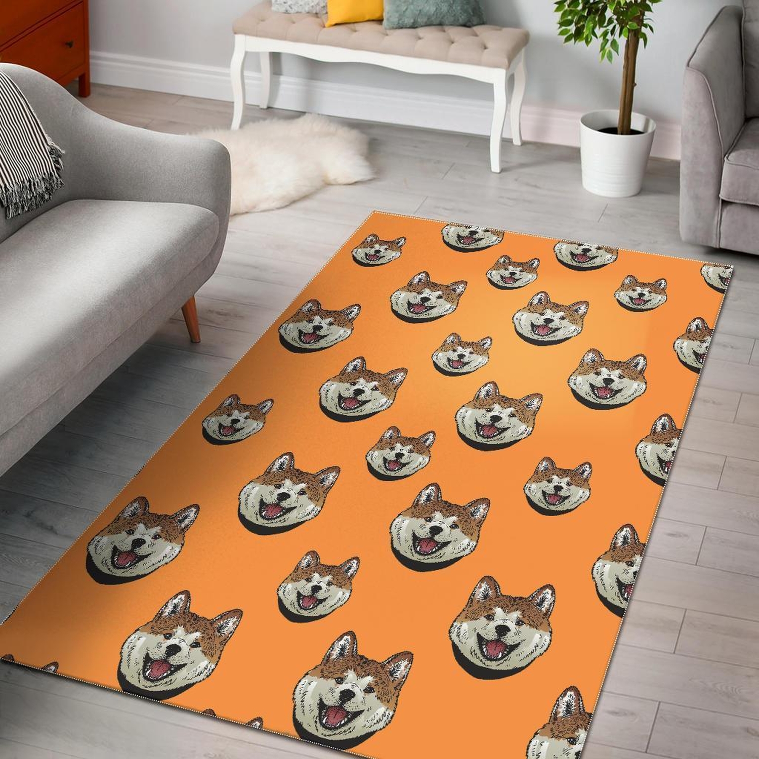 Dog Akita Print Pattern Area Limited Edition Rug - Unique Anime Apparel for Fans