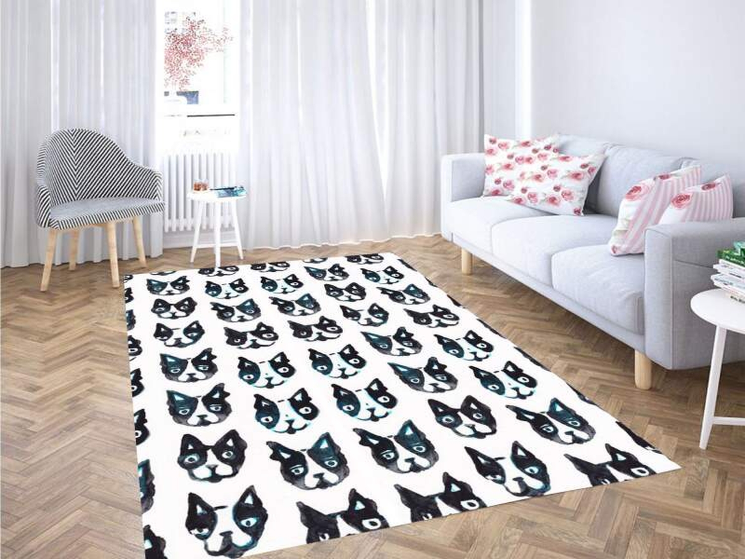 Dog And Cat Water Color Carpet Rug - Unique Anime Apparel for Fans