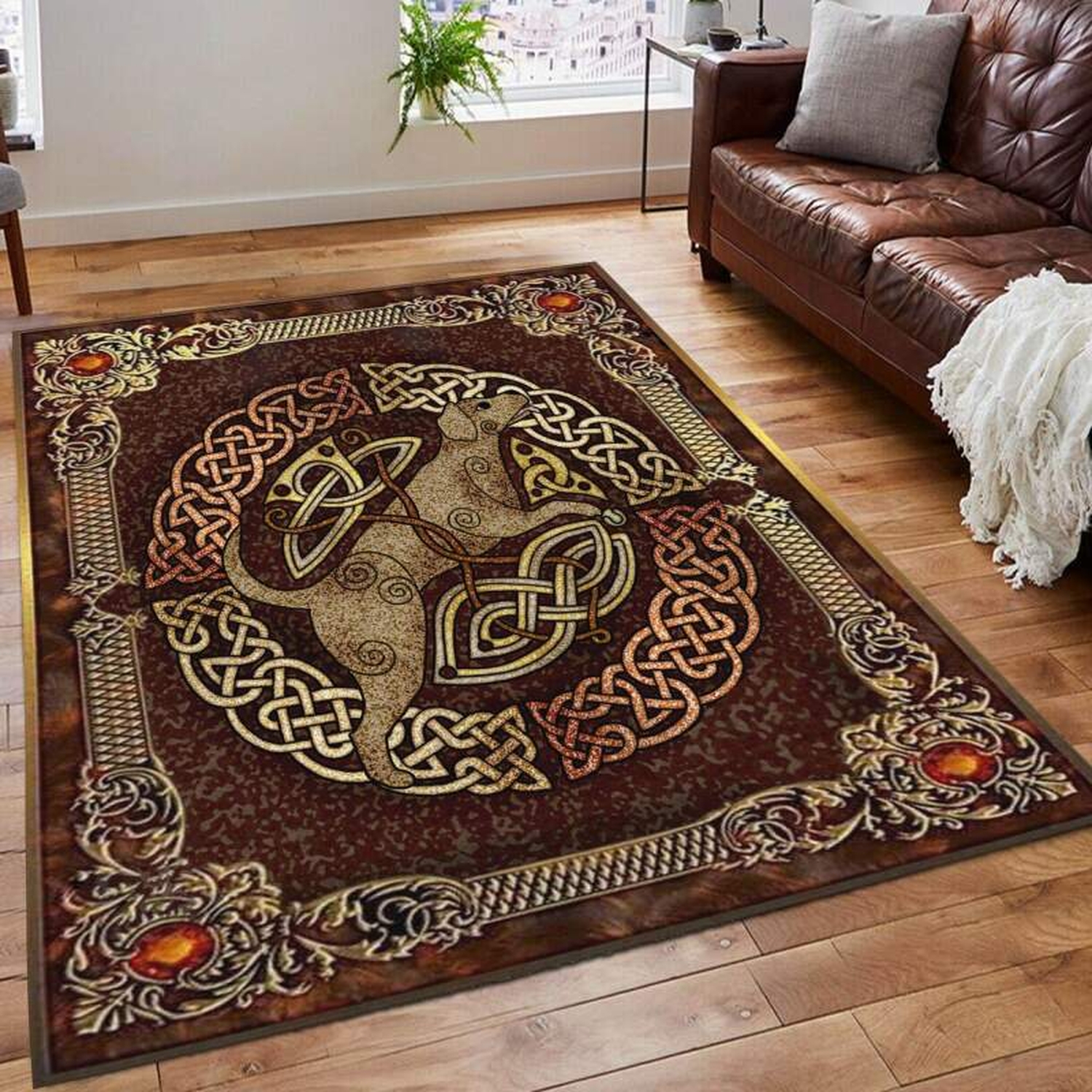 Dog And Celtic Amazing Limited Edition Rug - Unique Anime Apparel for Fans