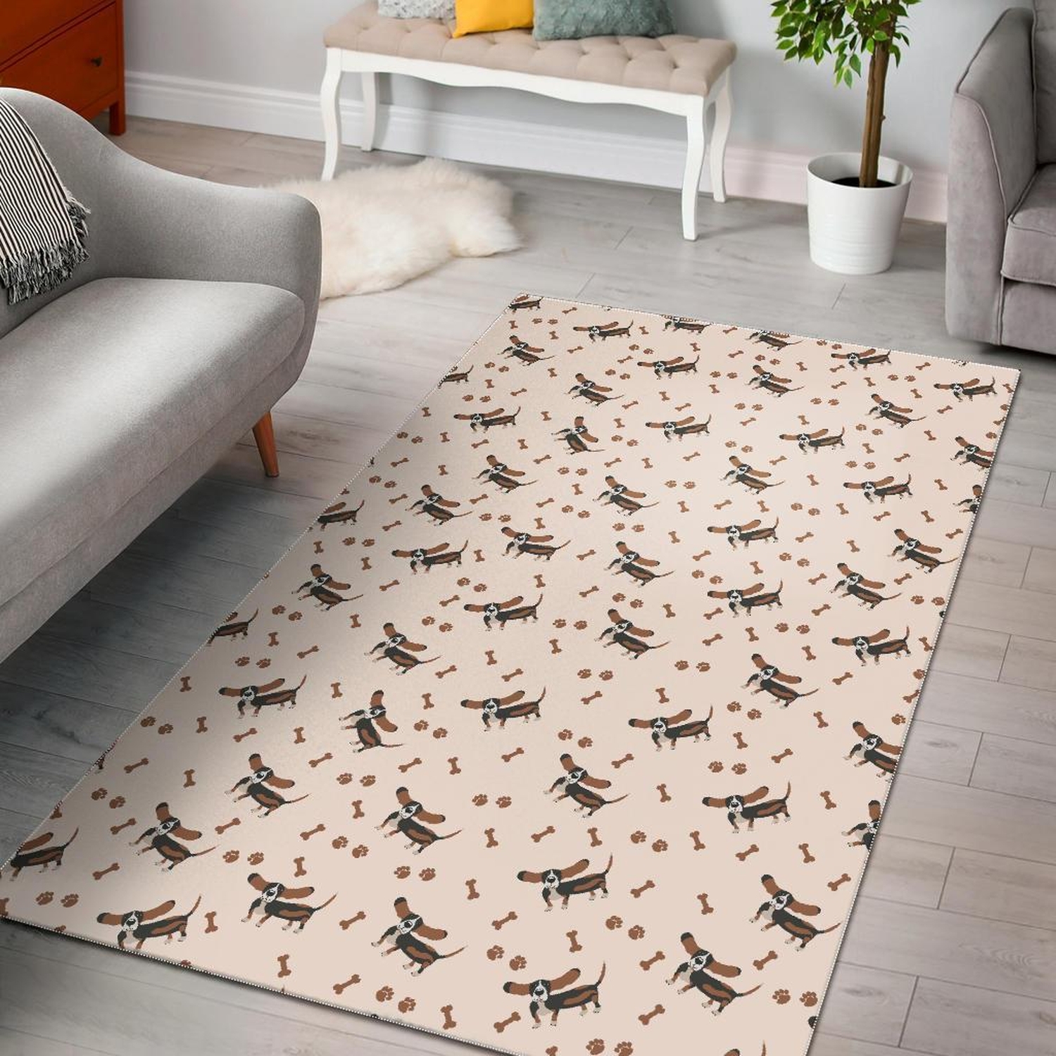Dog Basset Hound Pattern Print Area Limited Edition Rug - Unique Anime Apparel for Fans
