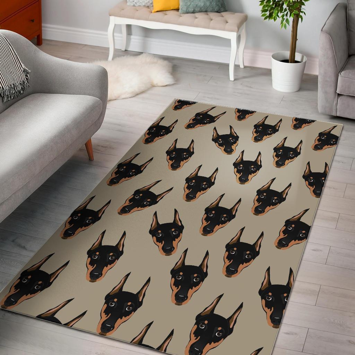 Dog Doberman Pattern Print Area Limited Edition Rug - Unique Anime Apparel for Fans