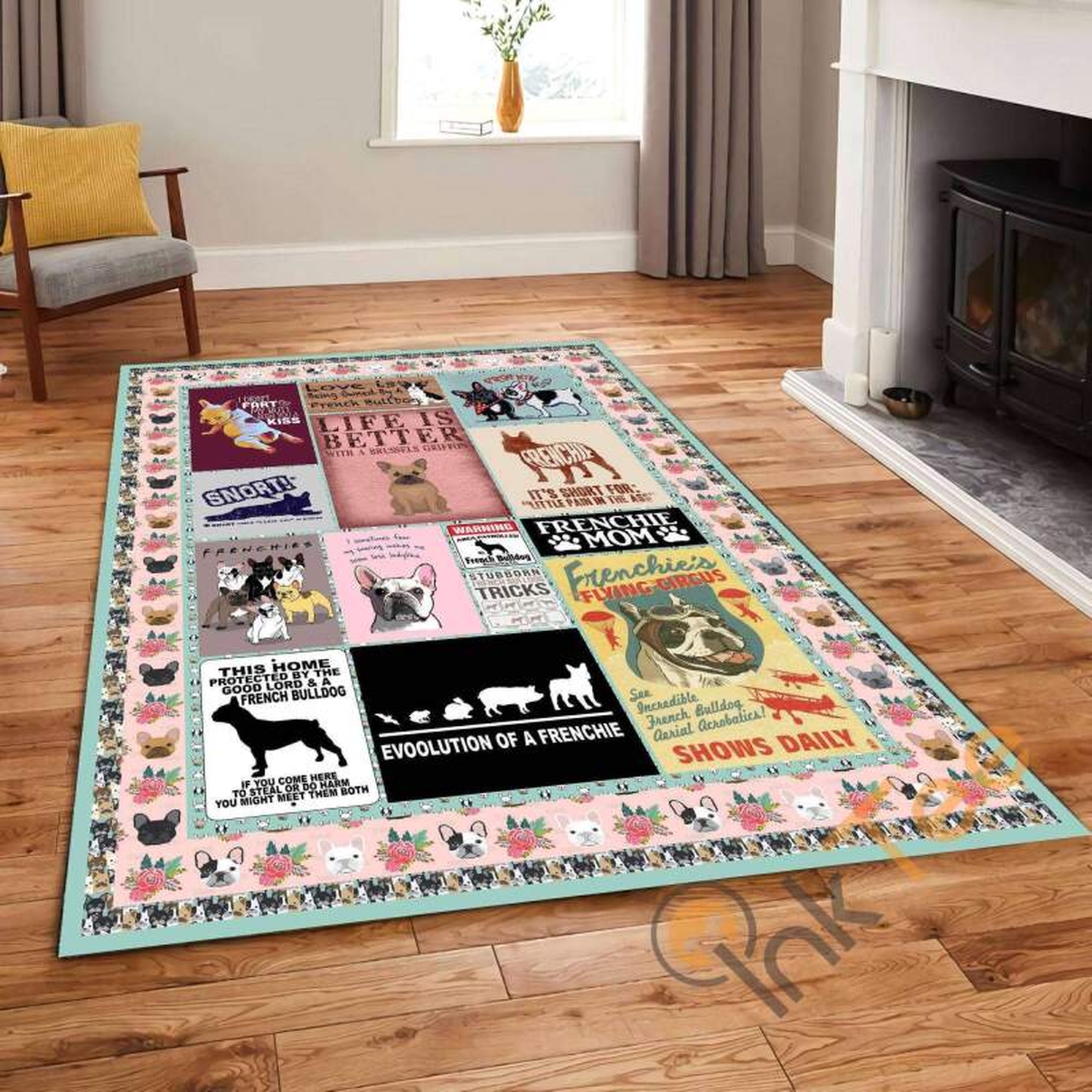 Dog Love Is Being Owned By A French Bulldog Frenchie Mom Living Room Bedroom Gift For Animal Lovers Rug - Unique Anime Apparel for Fans
