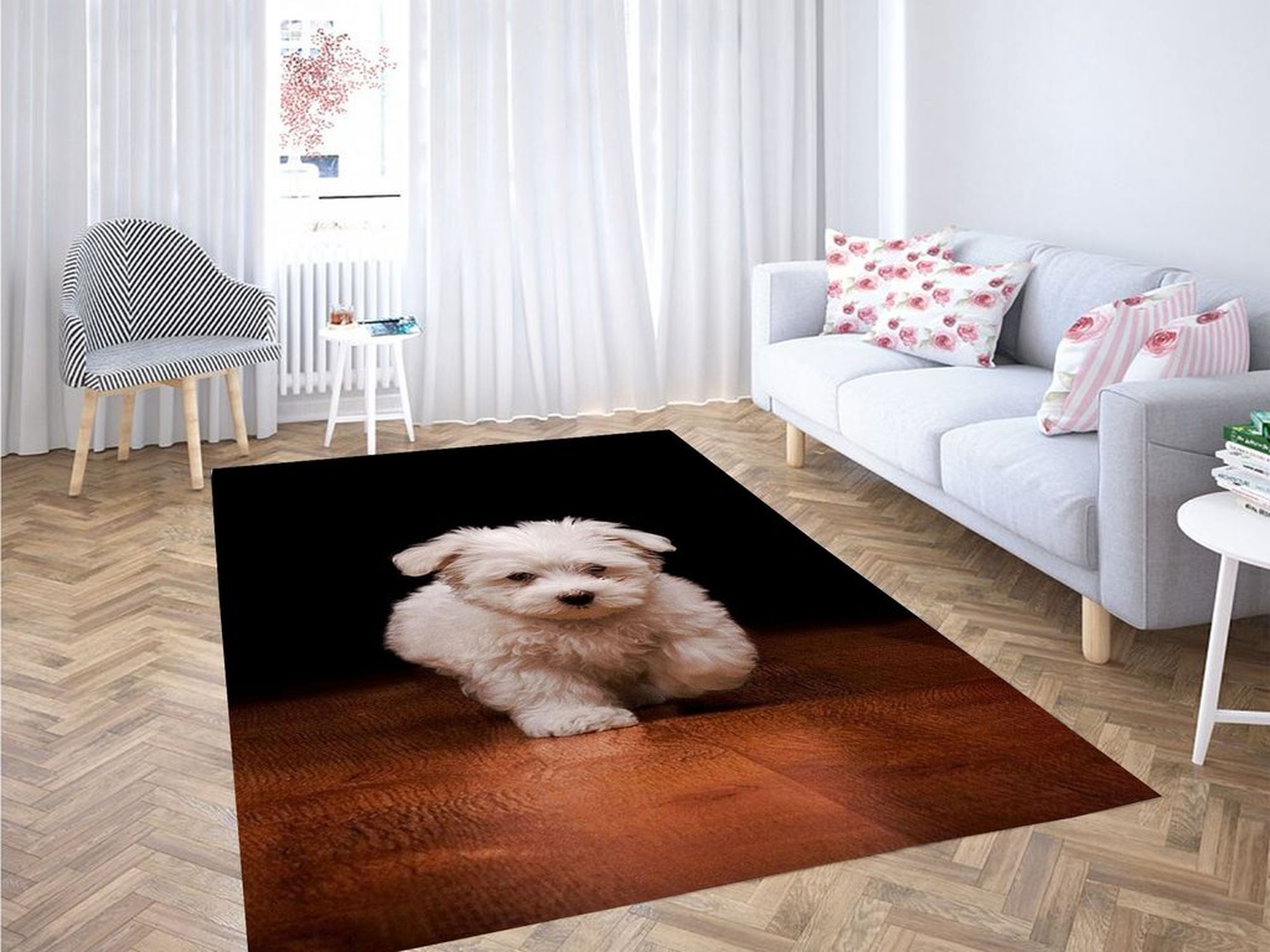 Dog Walking Living Room Modern Carpet Rug - Unique Anime Apparel for Fans