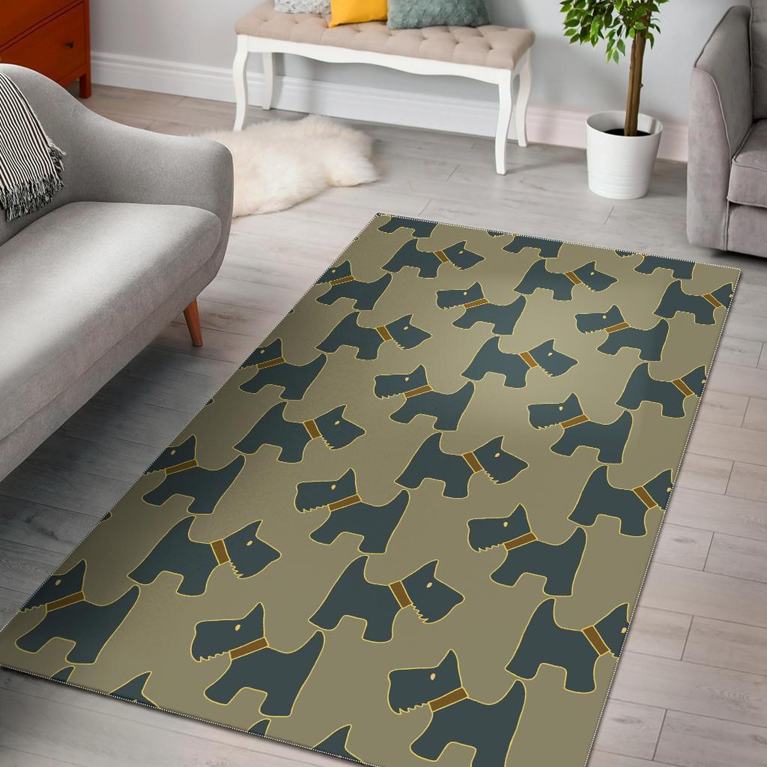 Dog Westie Pattern Print Area Limited Edition Rug - Unique Anime Apparel for Fans