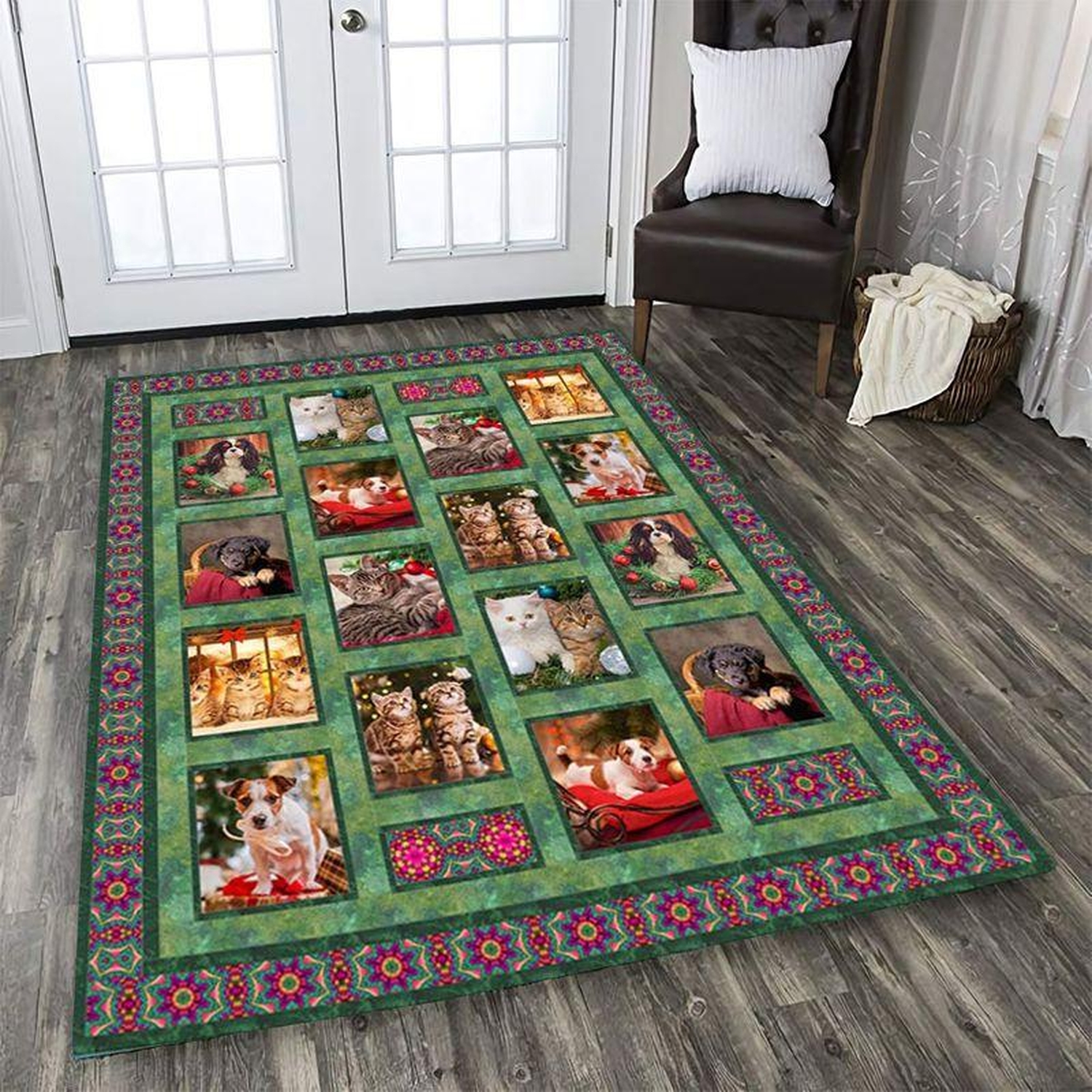 Dogs And Cats Christmas Rectangle Limited Edition Rug - Unique Anime Apparel for Fans