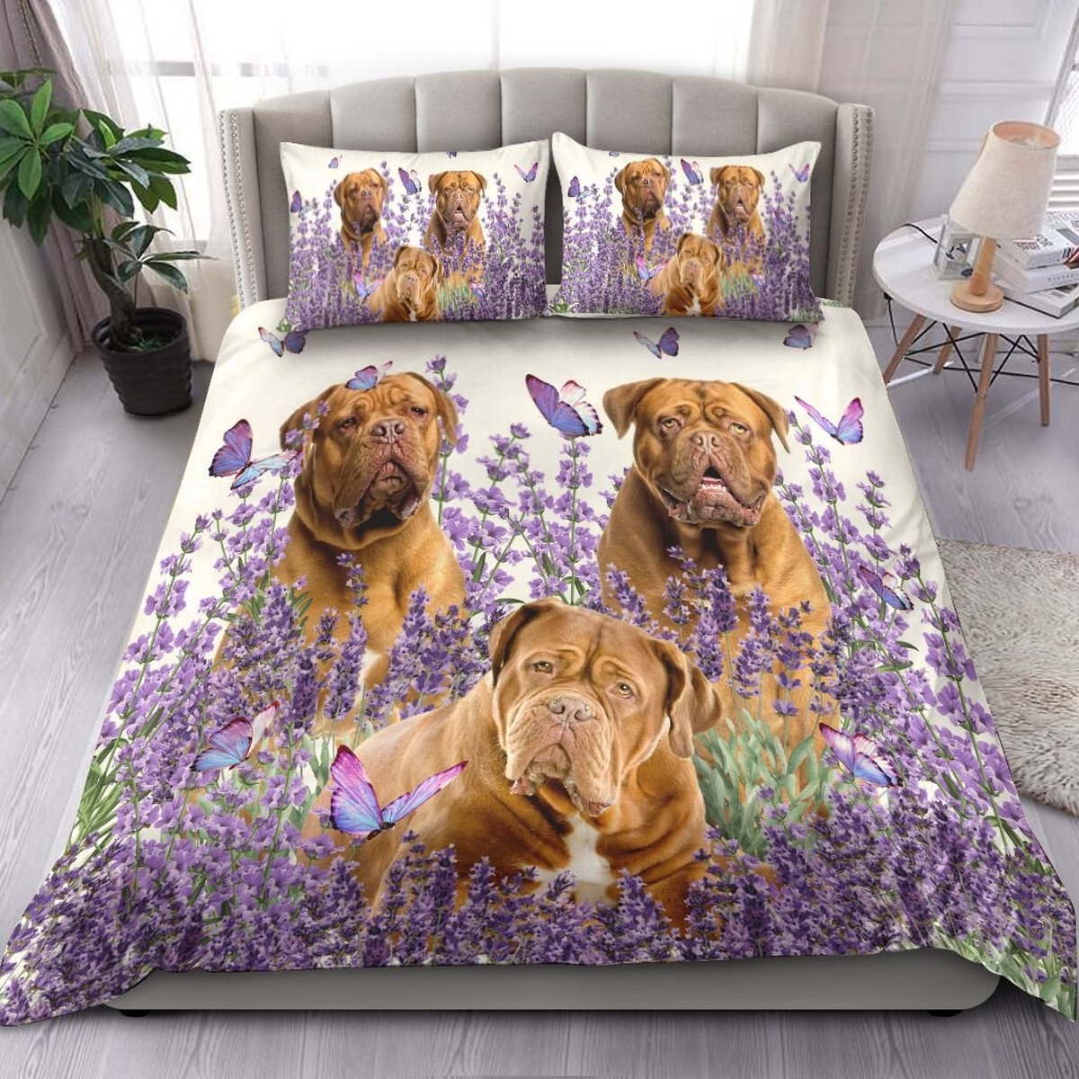 Dogue De Bordeaux And Lavender Duvet Cover Bedding Set - Unique Anime Apparel for Fans