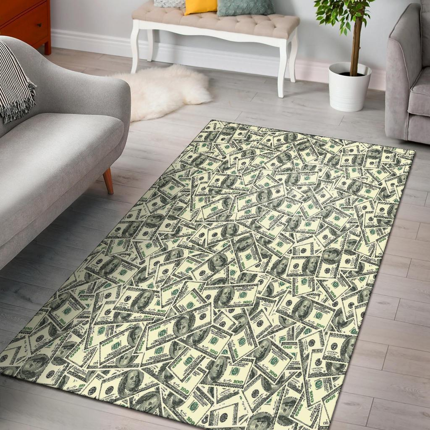 Dollar Money Pattern Print Area Limited Edition Rug - Unique Anime Apparel for Fans