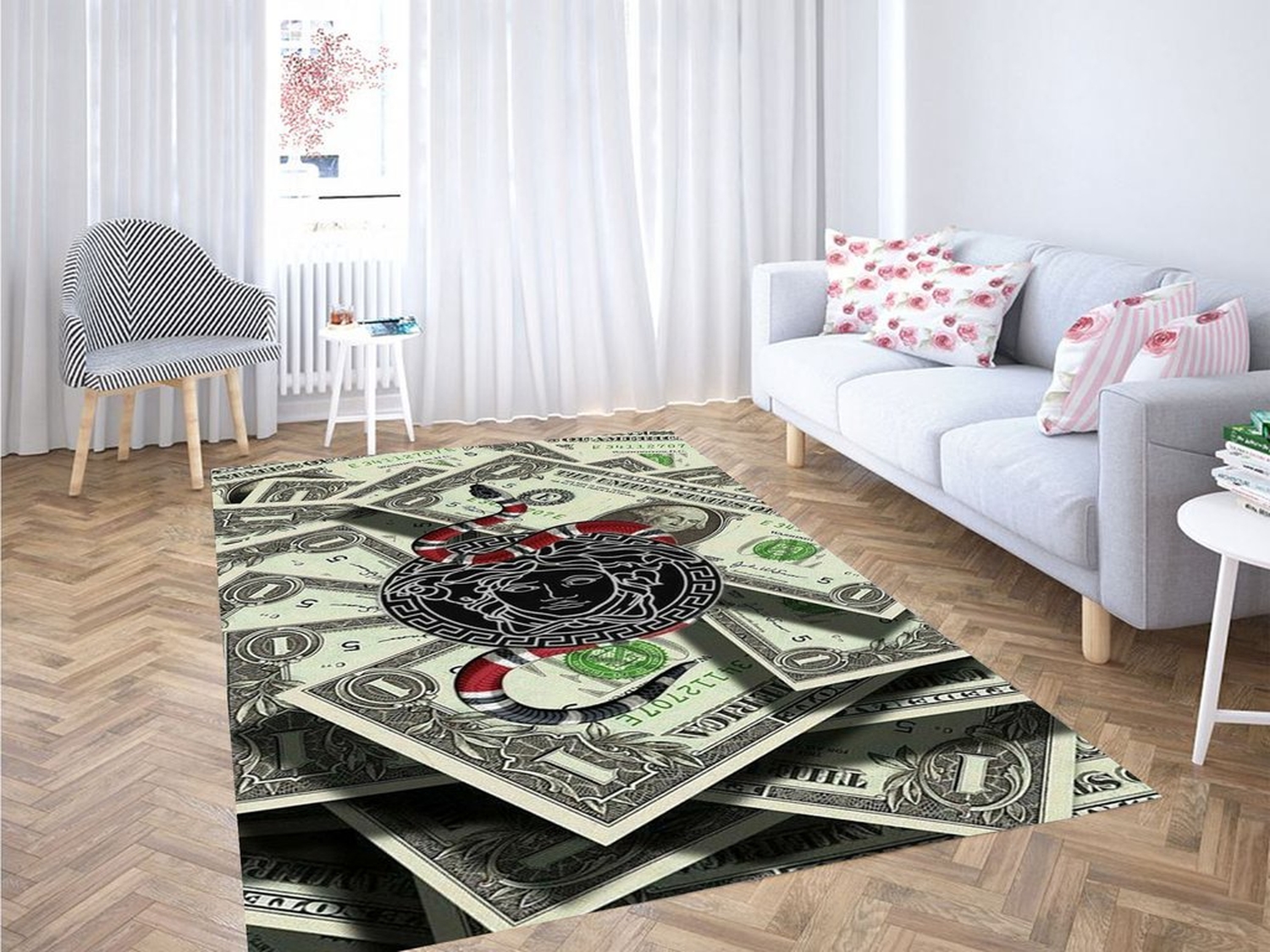 Dollar Wallpaper Living Room Modern Carpet Rug - Unique Anime Apparel for Fans