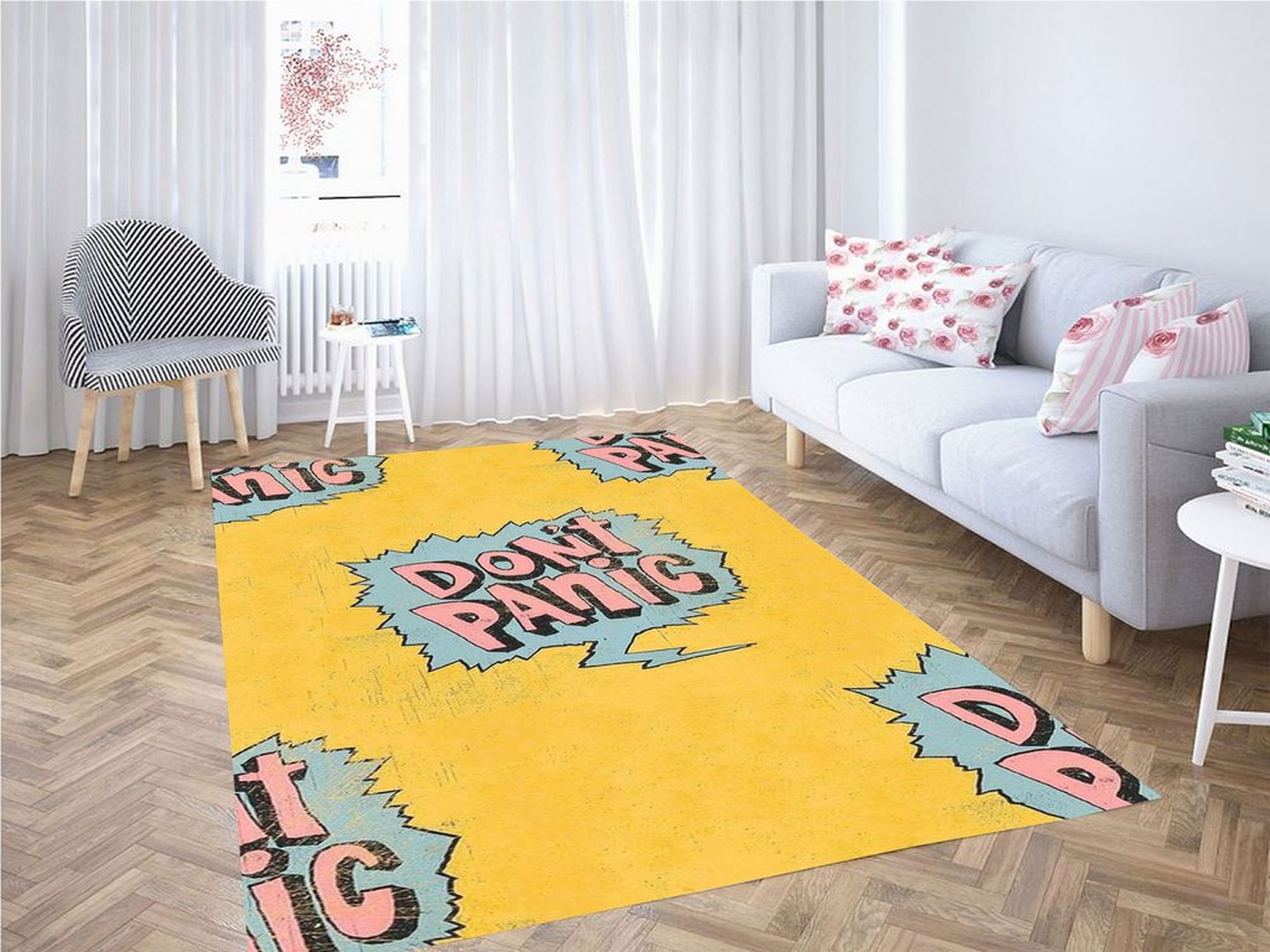Don T Panic Wallpaper Living Room Modern Carpet Rug - Unique Anime Apparel for Fans