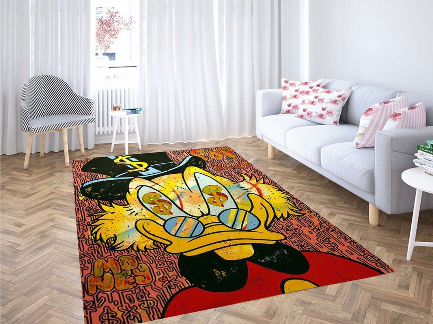 Donald Duck Face Money Living Room Modern Carpet Rug - Unique Anime Apparel for Fans