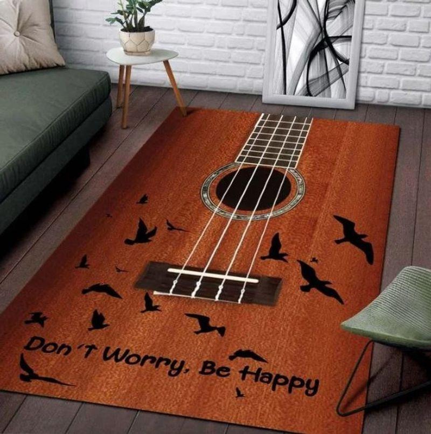 Don't Worry Be Happy Ukulele Rectangle Limited Edition Rug - Unique Anime Apparel for Fans