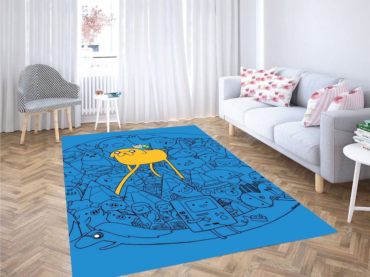 Doodle Adventure Time Living Room Modern Carpet Rug - Unique Anime Apparel for Fans