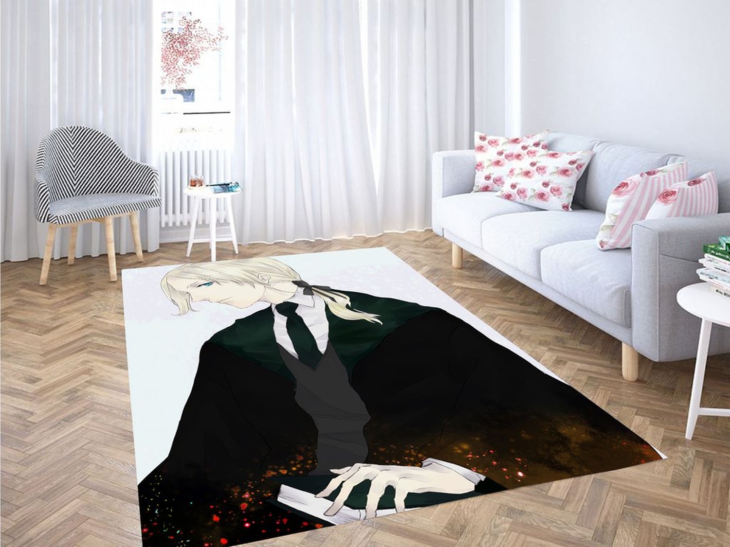 Draco Malfoy White Style Living Room Modern Carpet Rug - Unique Anime Apparel for Fans