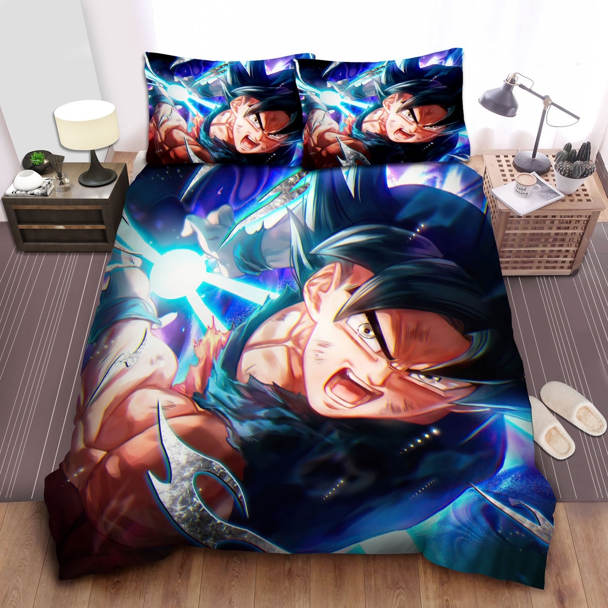 Dragon Ball Goku Kamehameha In 3d Artwork Bed Sheets Spread Duvet Cover Bedding Set - Unique Anime Apparel for Fans