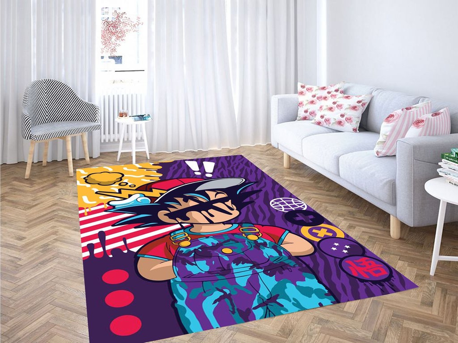Dragon Ball Z Pop Art Wallpaper Living Room Modern Carpet Rug - Unique Anime Apparel for Fans
