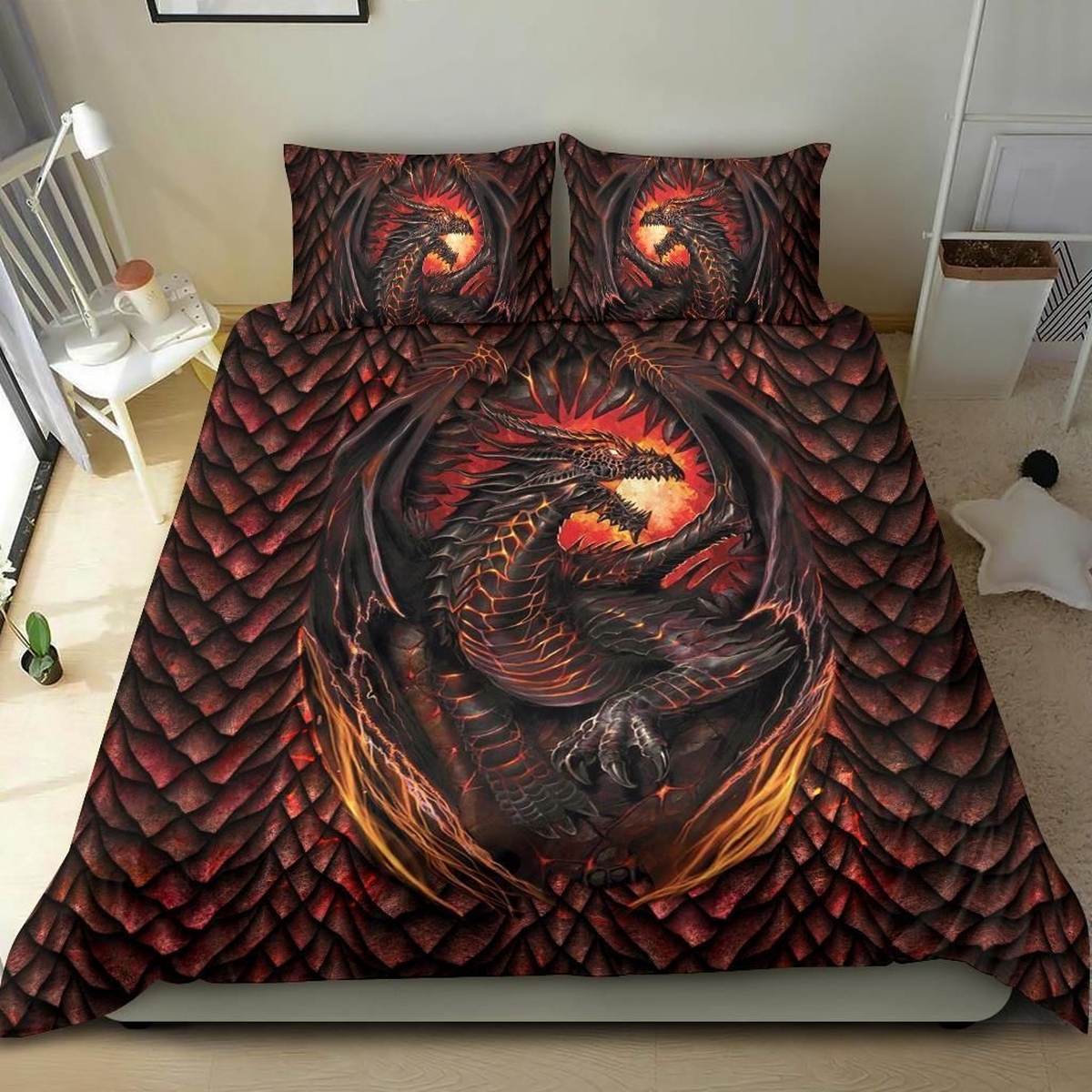 Dragon Bed Sheets Spread Comforter Duvet Cover Bedding Set - Unique Anime Apparel for Fans