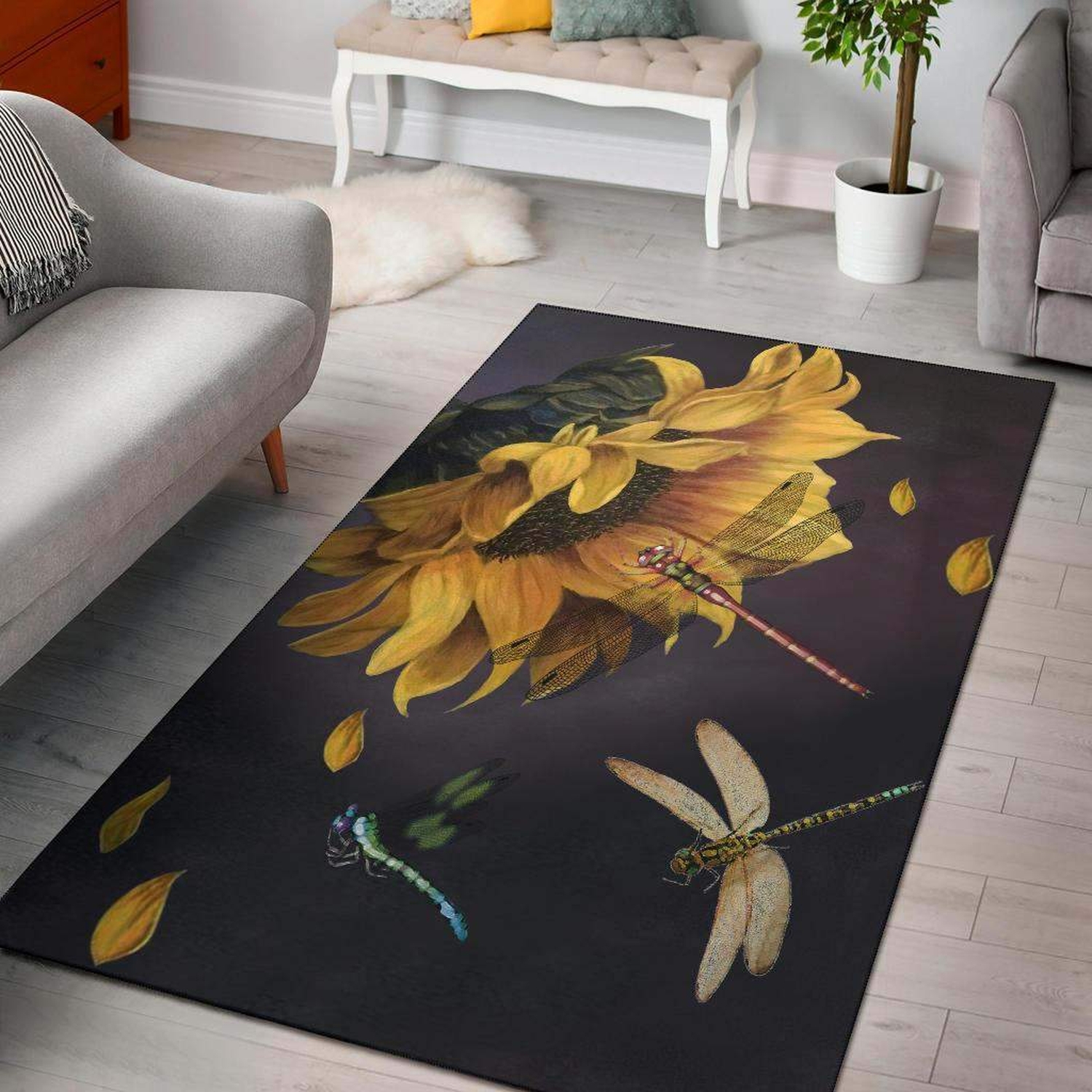 Dragonfly Sunflower Limited Edition Rug - Unique Anime Apparel for Fans