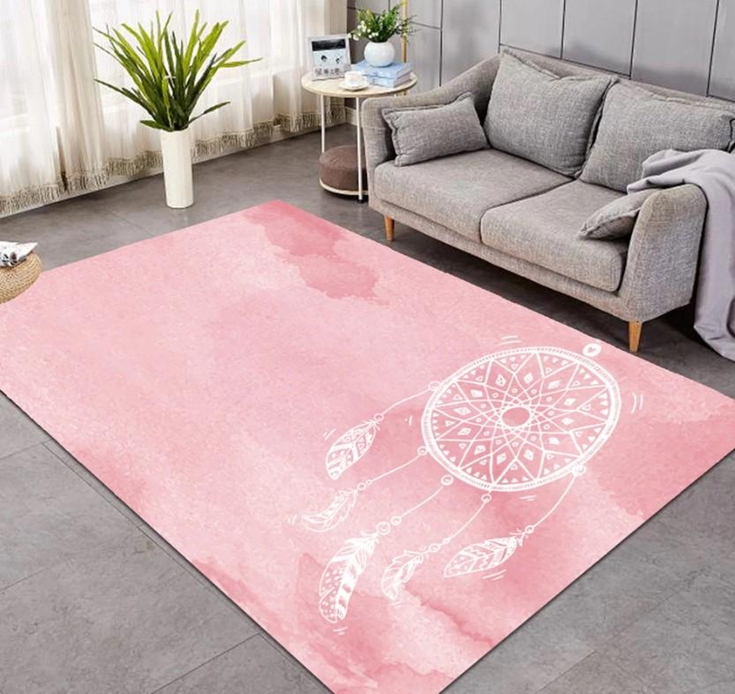 Dreamcatcher Pink Living Room Limited Edition Rug - Unique Anime Apparel for Fans