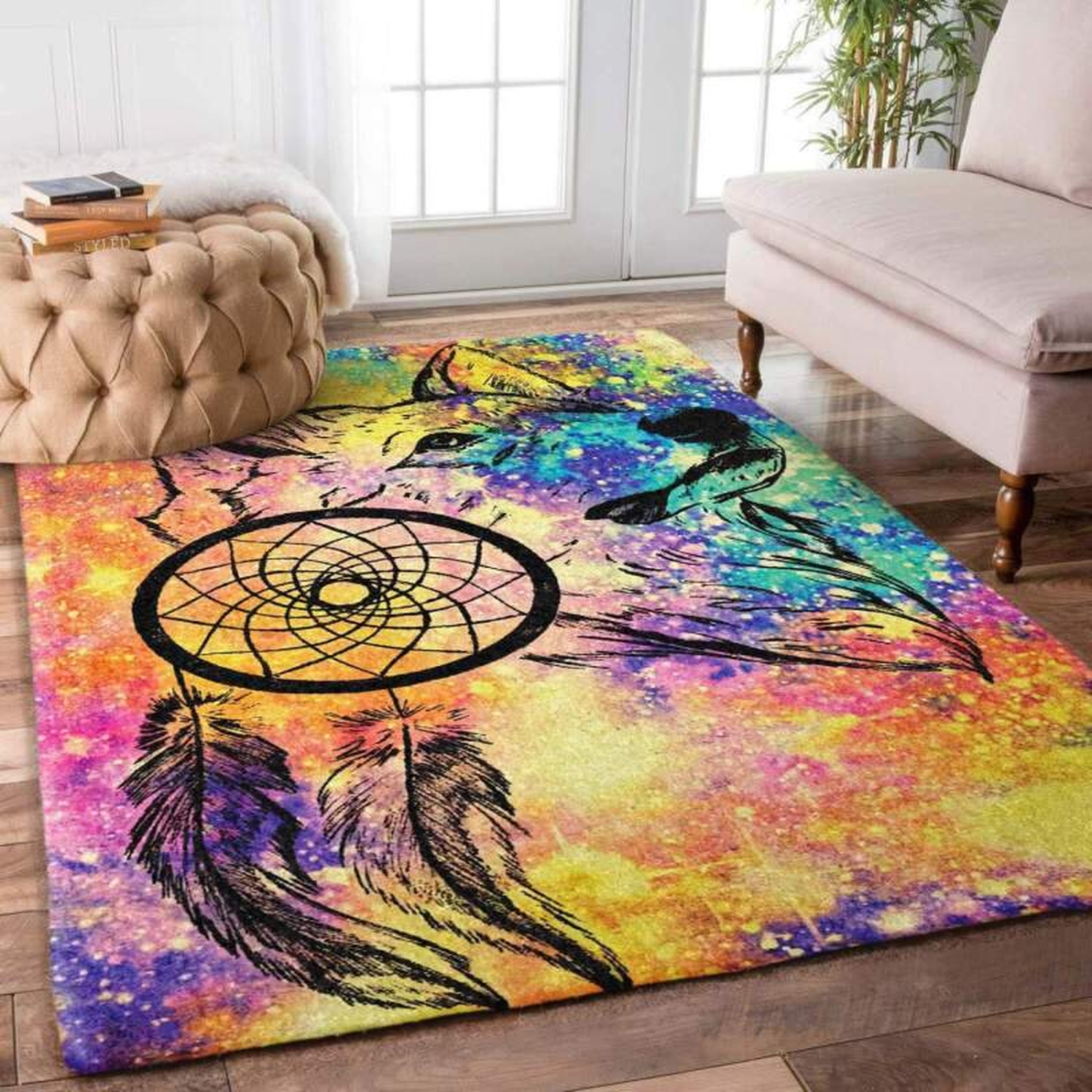 Dreamcatcher Wolf Limited Edition Rug - Unique Anime Apparel for Fans
