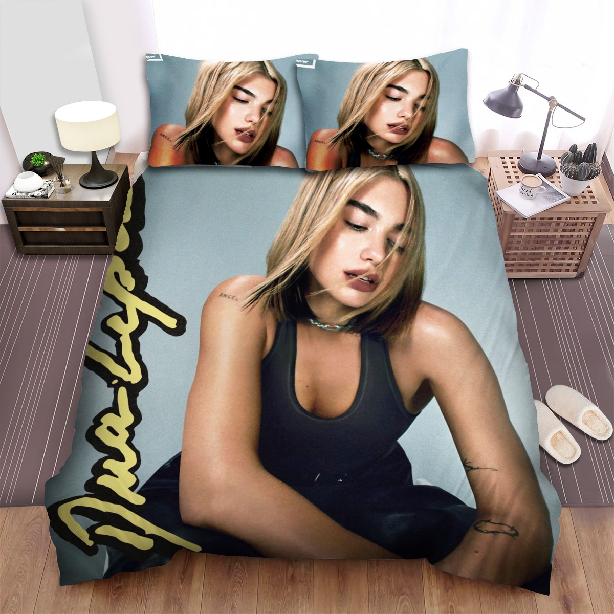 Dua Lipa Don't Start Now Cover Bed Sheets Spread Comforter Duvet Cover Bedding Set - Unique Anime Apparel for Fans