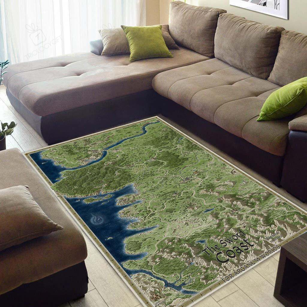 Dungeons & Dragons Baldur'S Gate Coast Map Rectangle Rug Decor Area Rugs For Living Room Bedroom Kitchen Rugs Home Carpet Flooring TTG012887