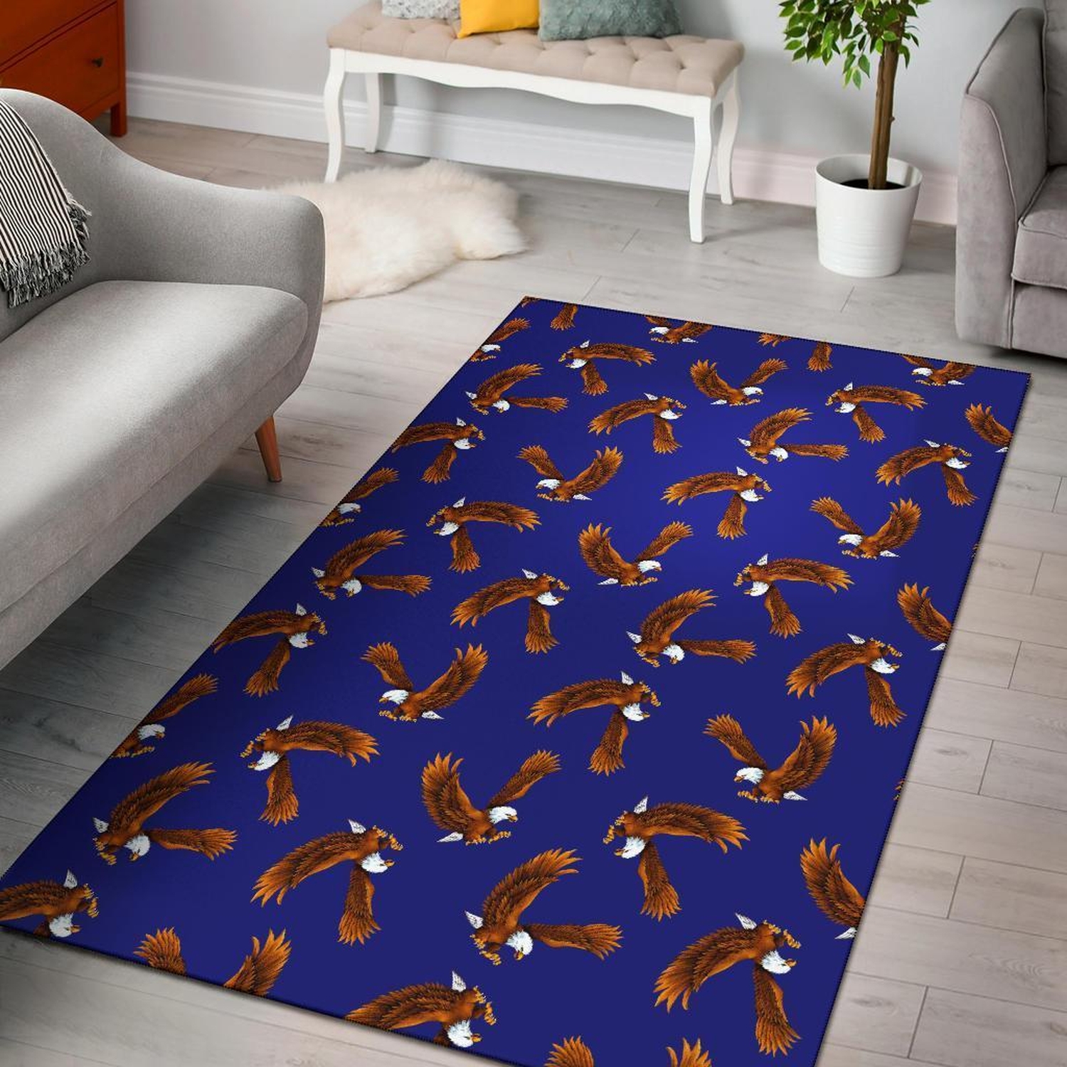 Eagle Blue Pattern Print Area Limited Edition Rug - Unique Anime Apparel for Fans